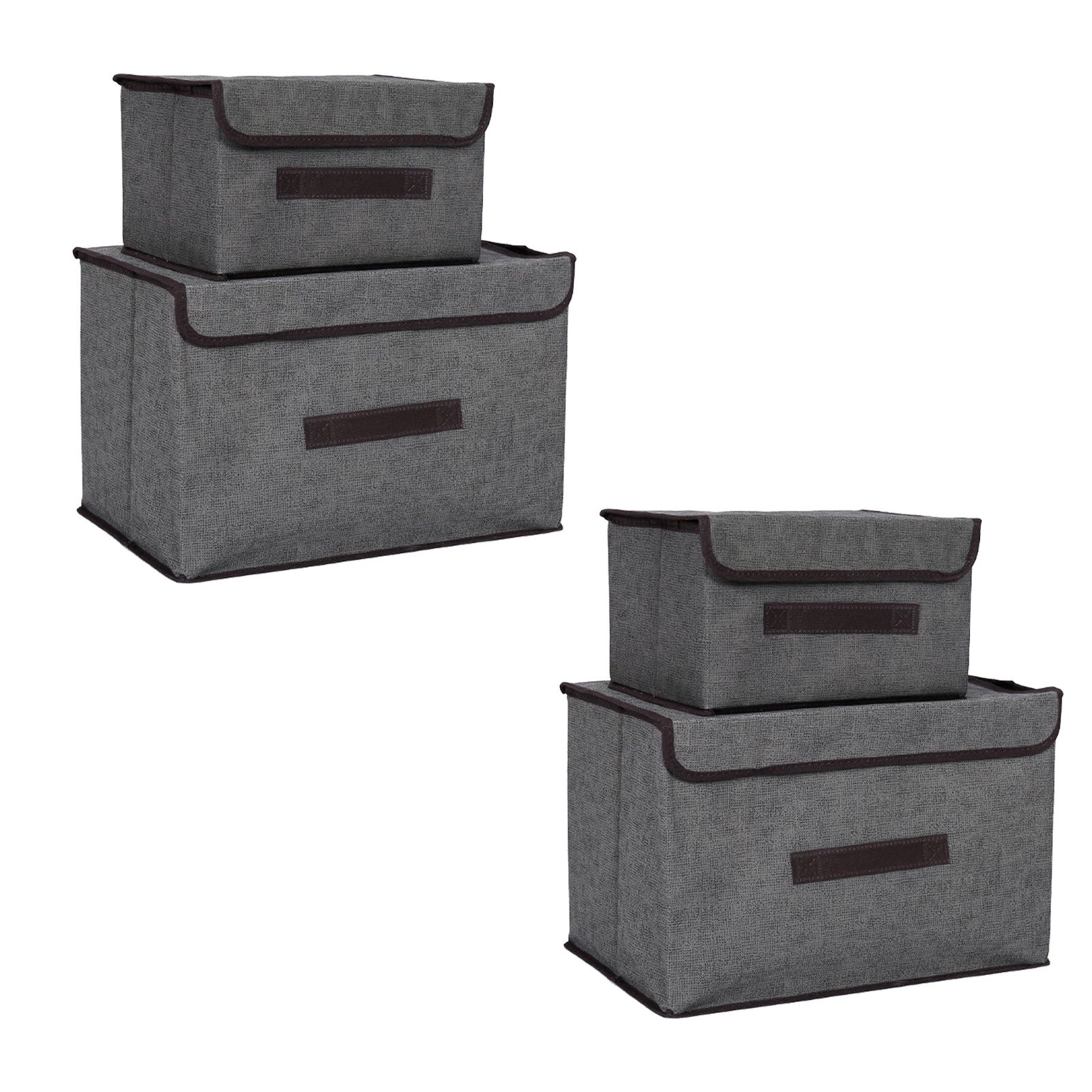 4 Pcs Non Woven Storage Box Case Dustproof Collapsible Two Large and Two Small for Household Home Grey - Image 2