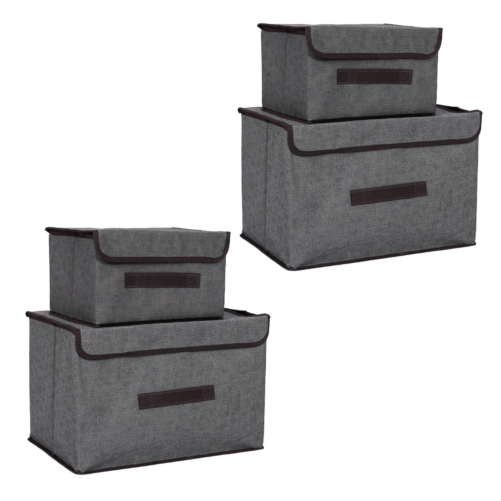 4 Pcs Non Woven Storage Box Case Dustproof Collapsible Two Large and Two Small for Household Home Grey - Image 3