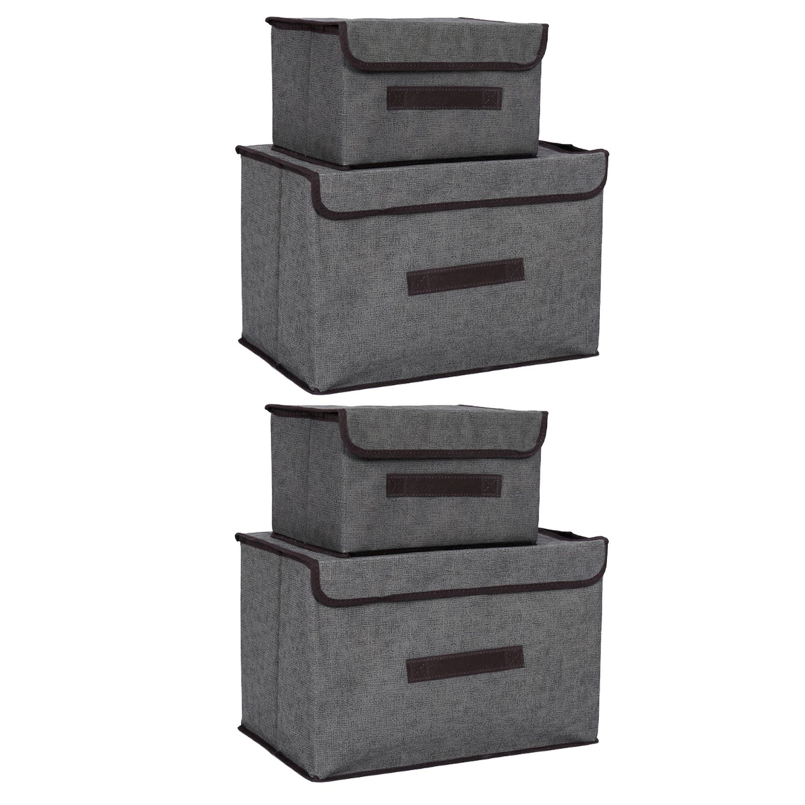 4 Pcs Non Woven Storage Box Case Dustproof Collapsible Two Large and Two Small for Household Home Grey - Image 4