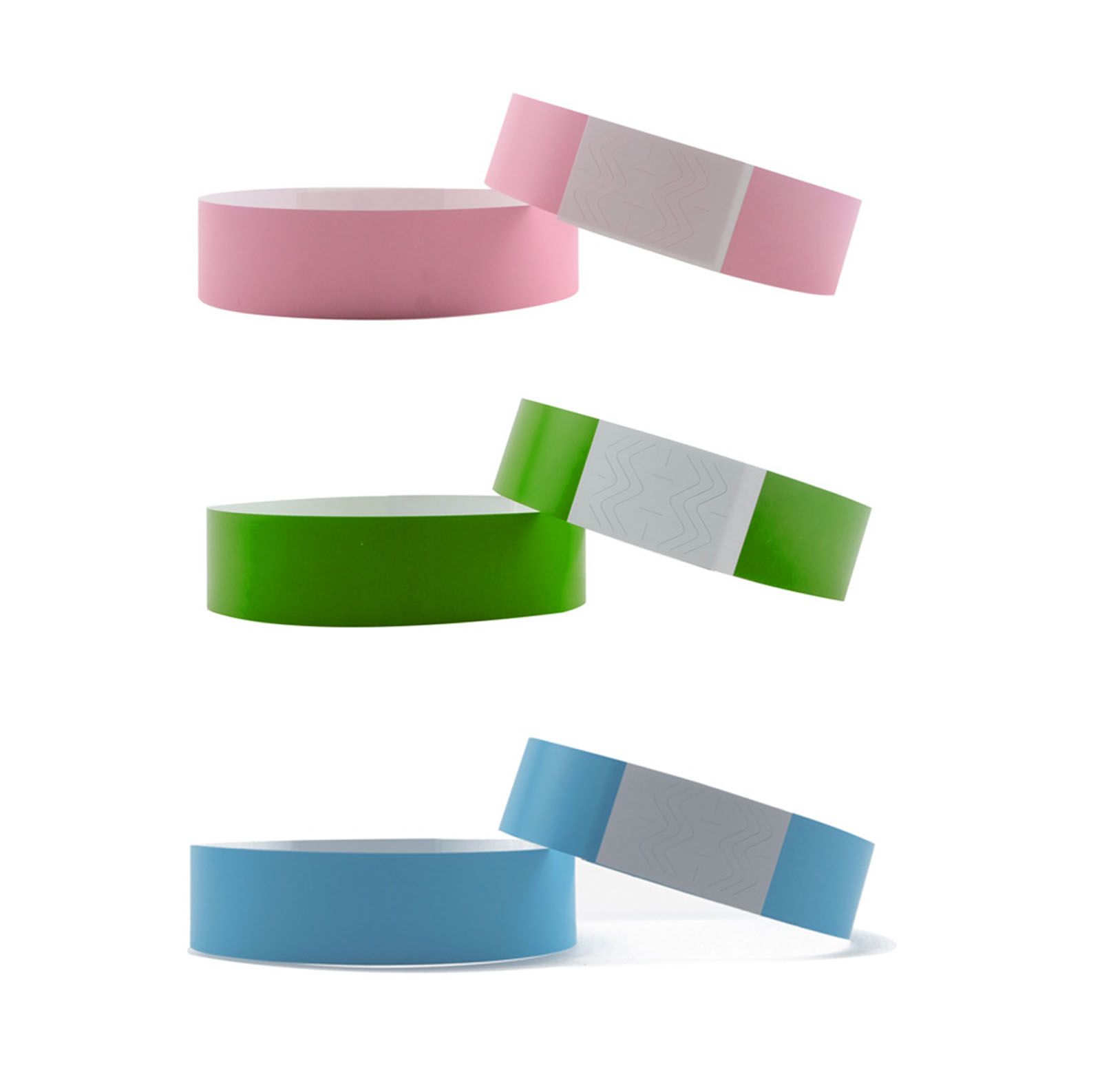300pcs Synthetic Paper Wristbands Disposable Waterproof Paper Wrist Strap Event Wrist Bands for Amusement Park Green Pink Blue - Image 3
