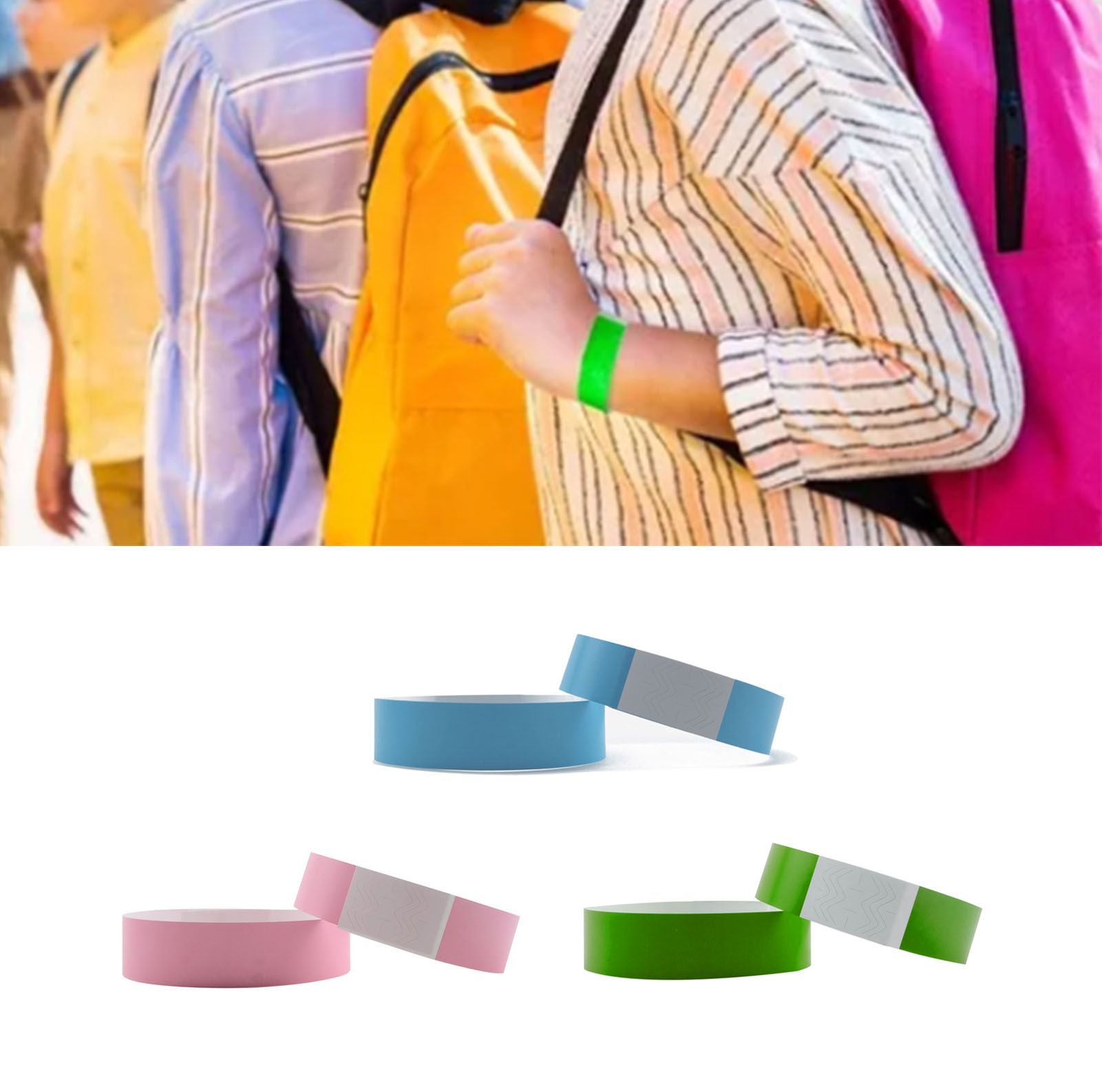 300pcs Synthetic Paper Wristbands Disposable Waterproof Paper Wrist Strap Event Wrist Bands for Amusement Park Green Pink Blue - Image 6