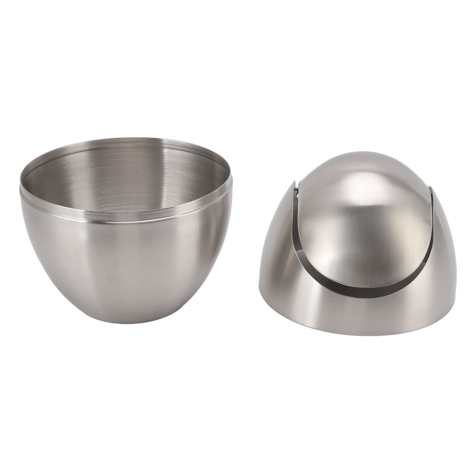 Desktop Trash Can Stainless Steel Egg Shape Mini Countertop Waste Bin with Swing Lid for Bathroom Bedroom - Image 4