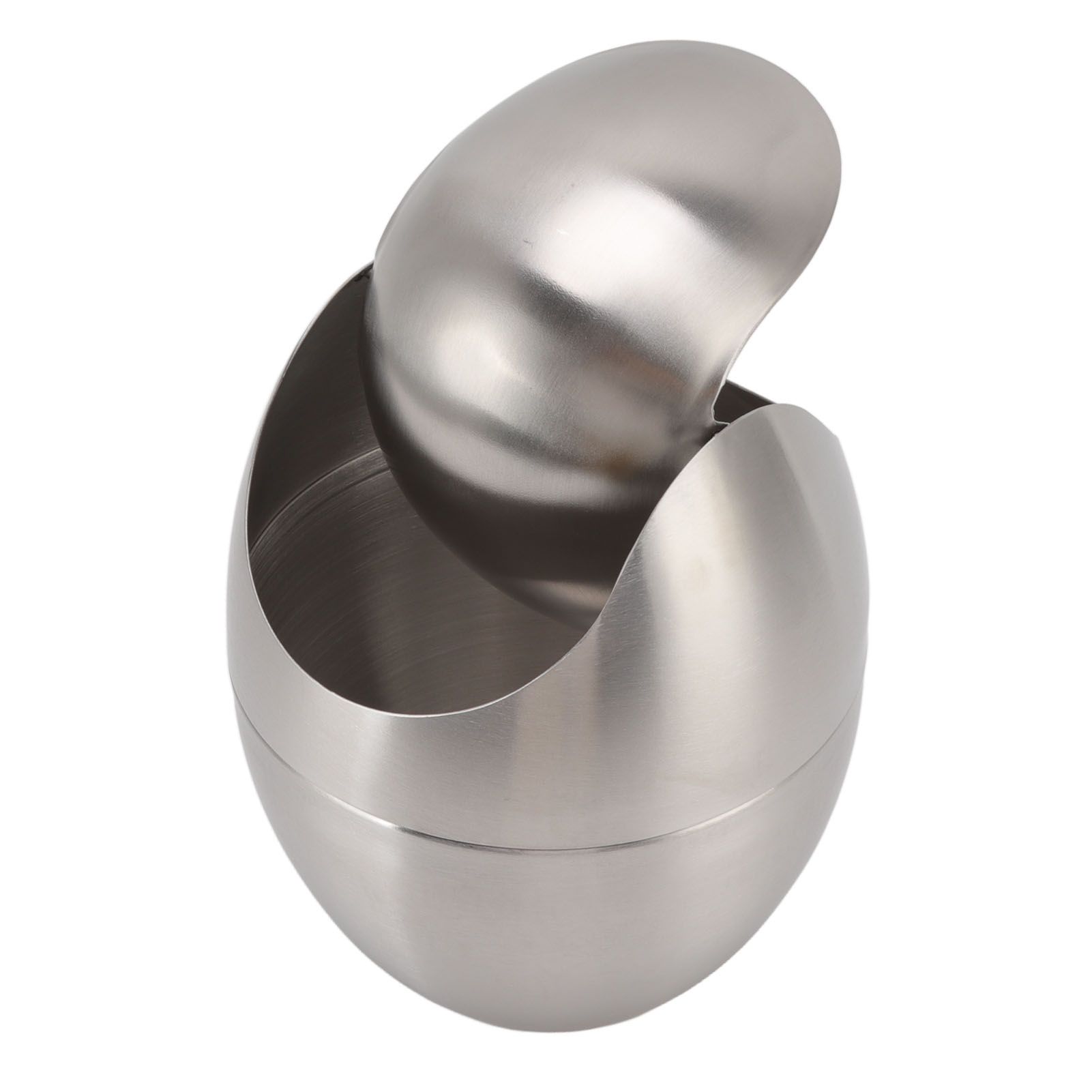 Desktop Trash Can Stainless Steel Egg Shape Mini Countertop Waste Bin with Swing Lid for Bathroom Bedroom - Image 7