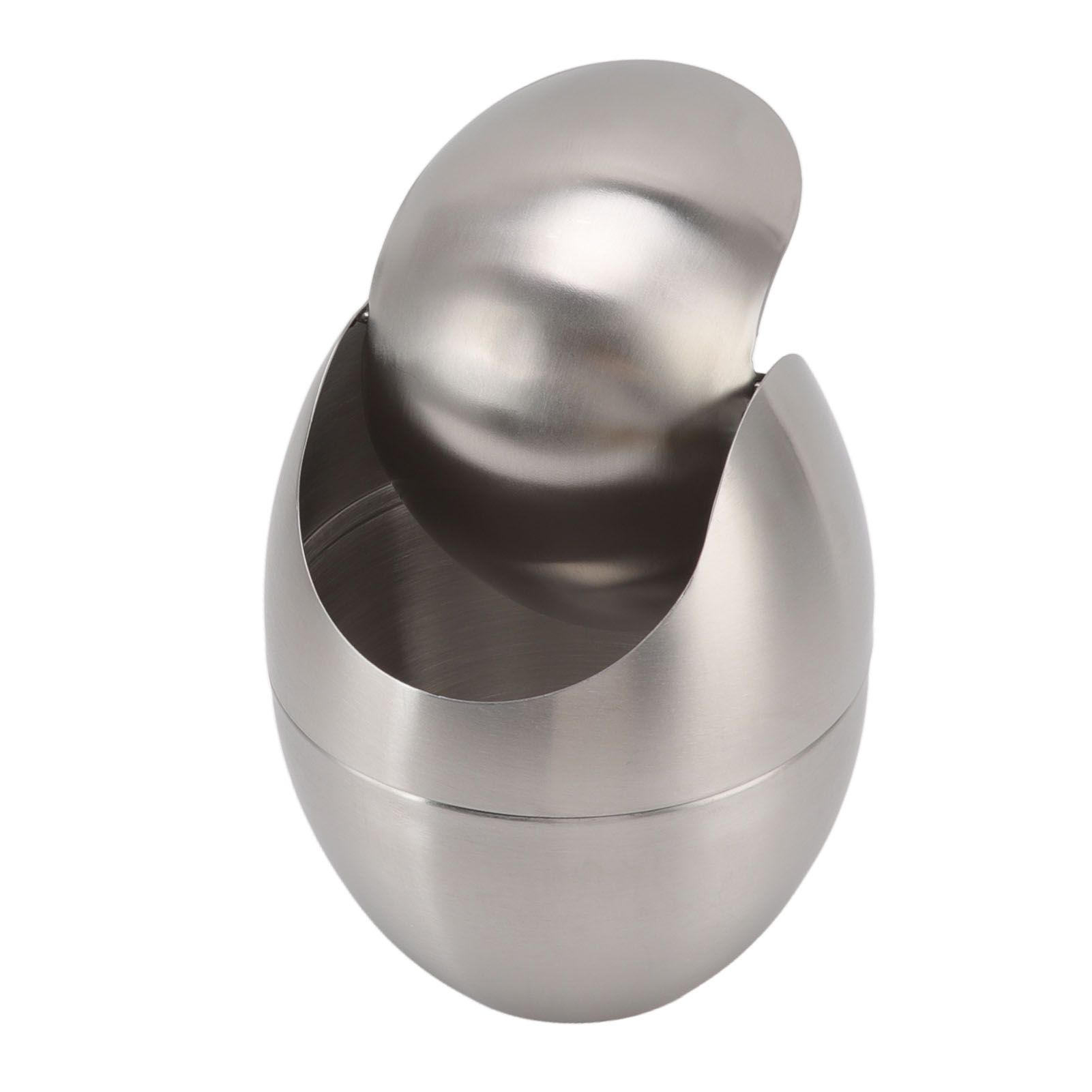 Desktop Trash Can Stainless Steel Egg Shape Mini Countertop Waste Bin with Swing Lid for Bathroom Bedroom - Image 8