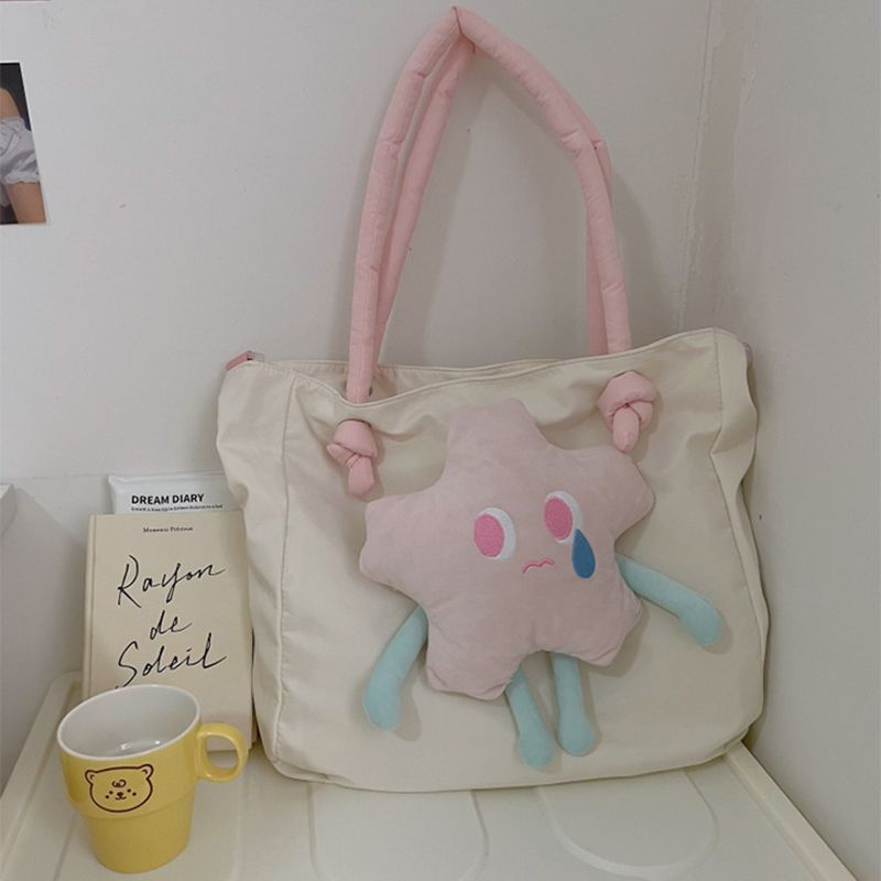 Tote Bag Nylon Large Capacity Removable Cute Star Doll Messenger Bag for PC Book Lipstick - Image 5