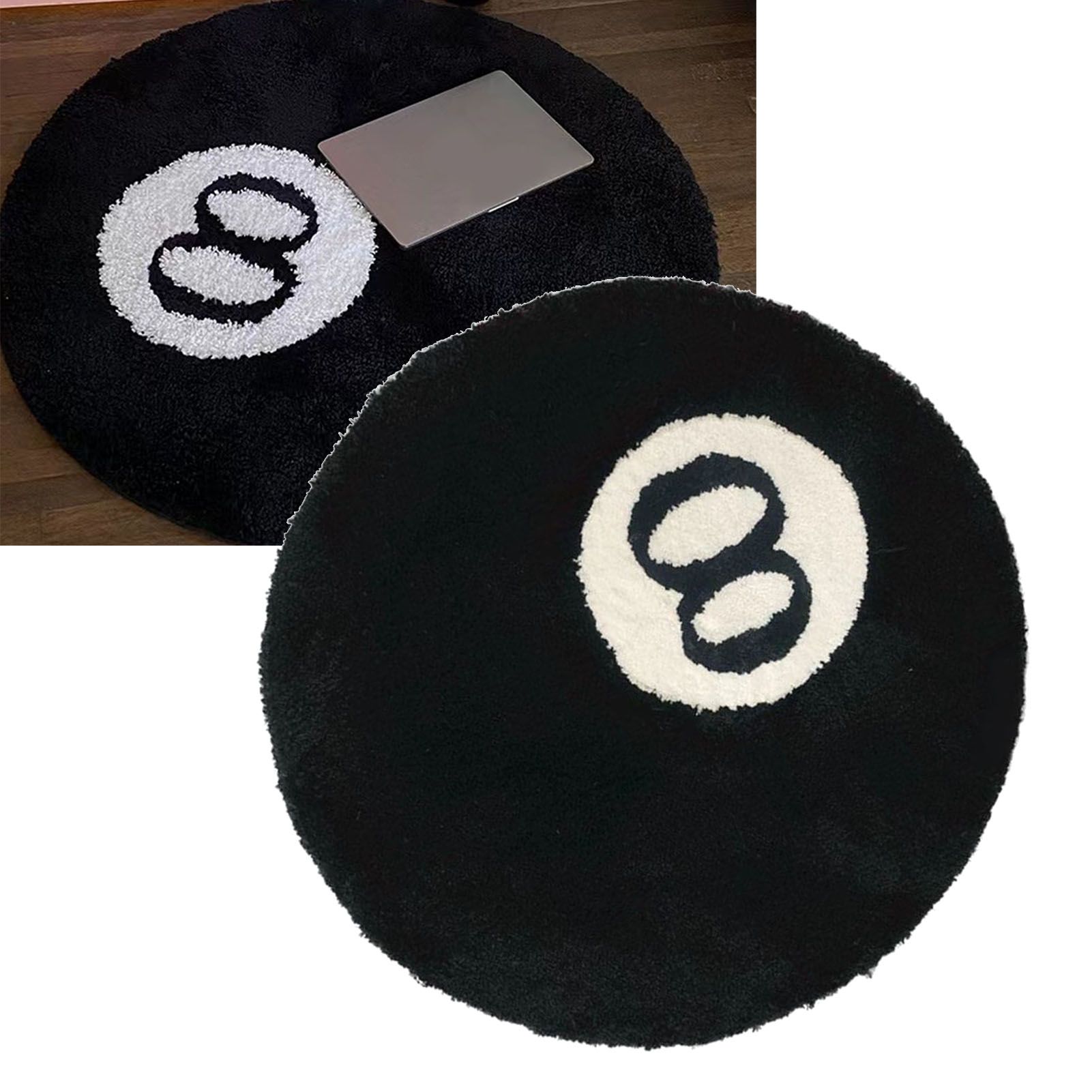 Living Room Flocked Carpet Anti Slip Sofa Table Floor Mat Dirt Resistant Bedroom Bedside Pad Black 60x60cm/23.6x23.6in - Image 6