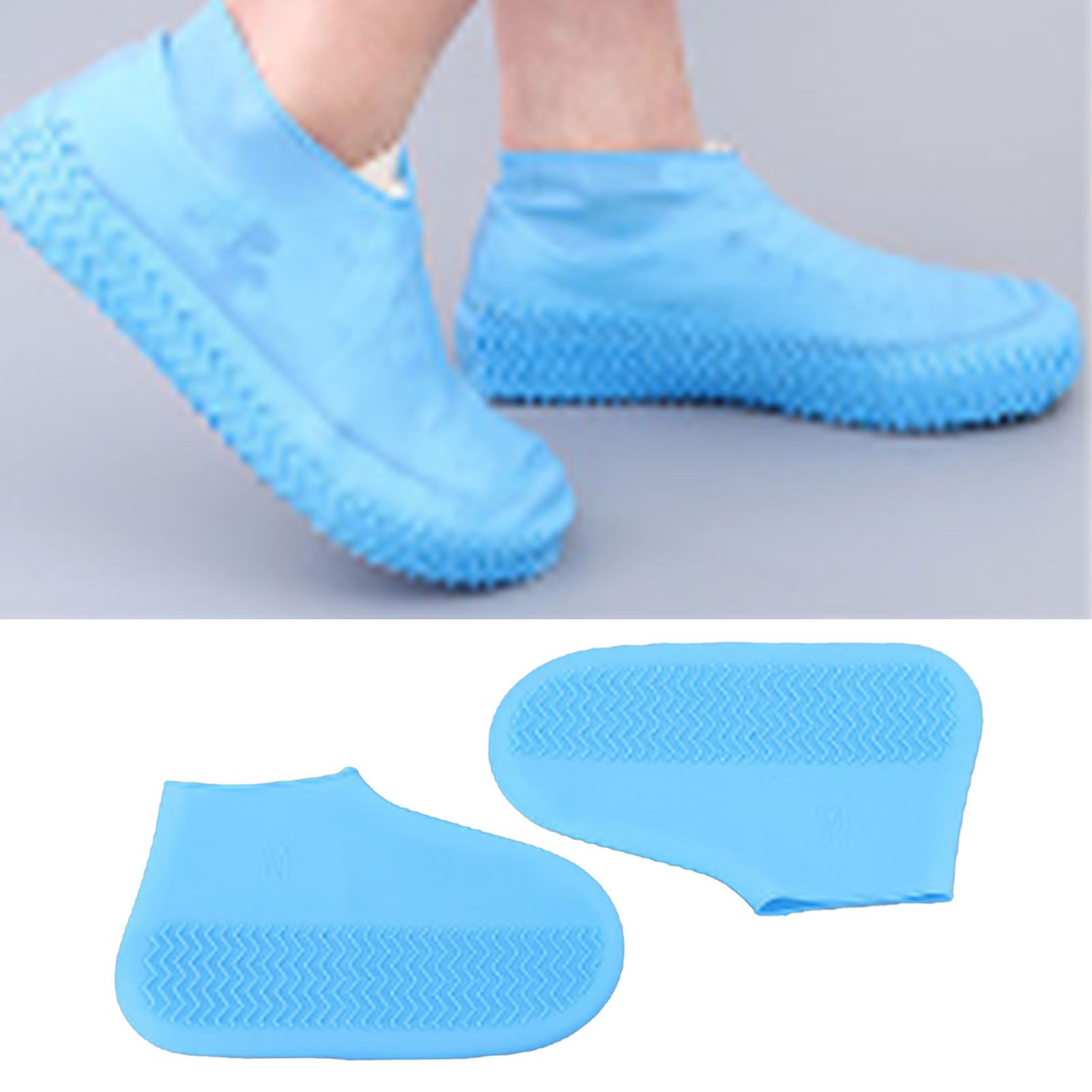 Waterproof Shoes Cover Silicone Non Slip Rain Shoe Covers Reusable Unisex Shoe Protector Overshoes for Outdoor Blue S - Image 5