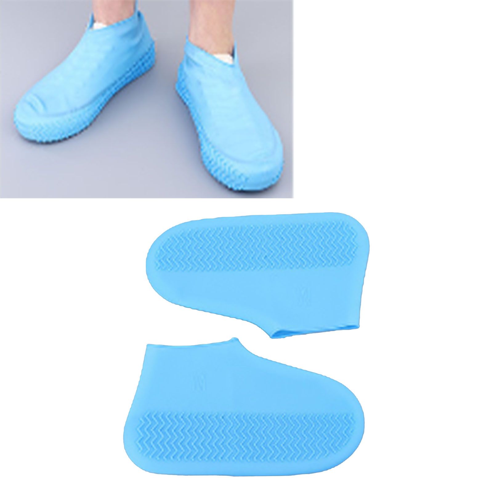 Waterproof Shoes Cover Silicone Non Slip Rain Shoe Covers Reusable Unisex Shoe Protector Overshoes for Outdoor Blue S - Image 6