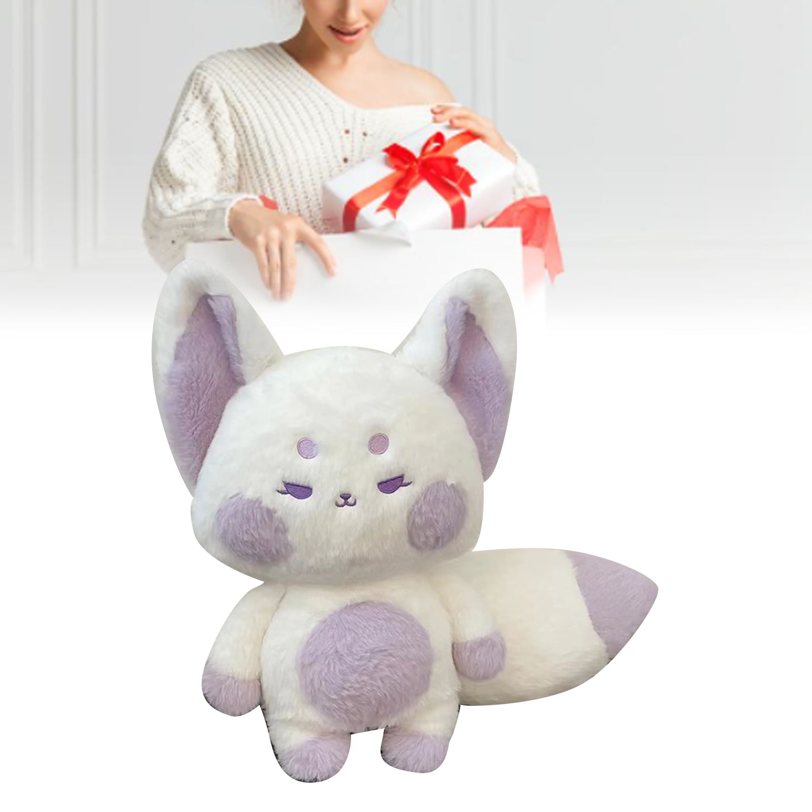 Fox Doll Cute Style Soft Plush Material Stuffed Cartoon Animal Toy for Kids Birthday Present Purple White Full Length 60cm - Image 3