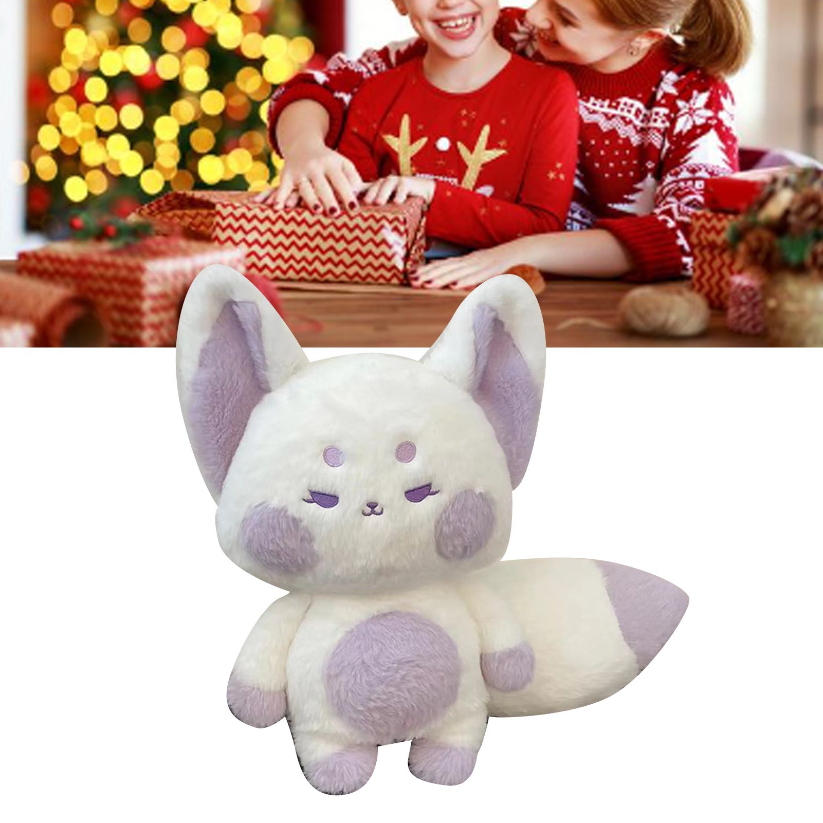 Fox Doll Cute Style Soft Plush Material Stuffed Cartoon Animal Toy for Kids Birthday Present Purple White Full Length 60cm - Image 4