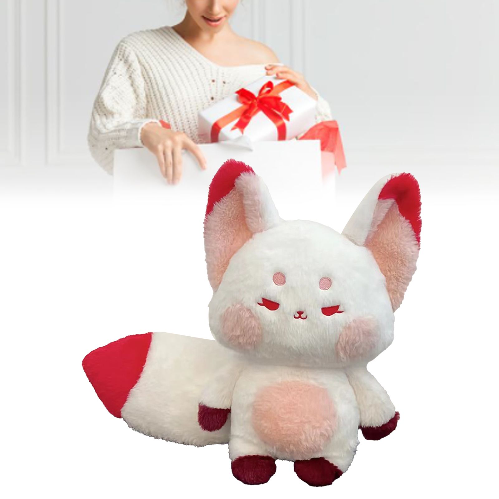 Fox Doll Cute Style Soft Plush Material Stuffed Cartoon Animal Toy for Kids Birthday Present Red Pink Full Length 60cm - Image 3