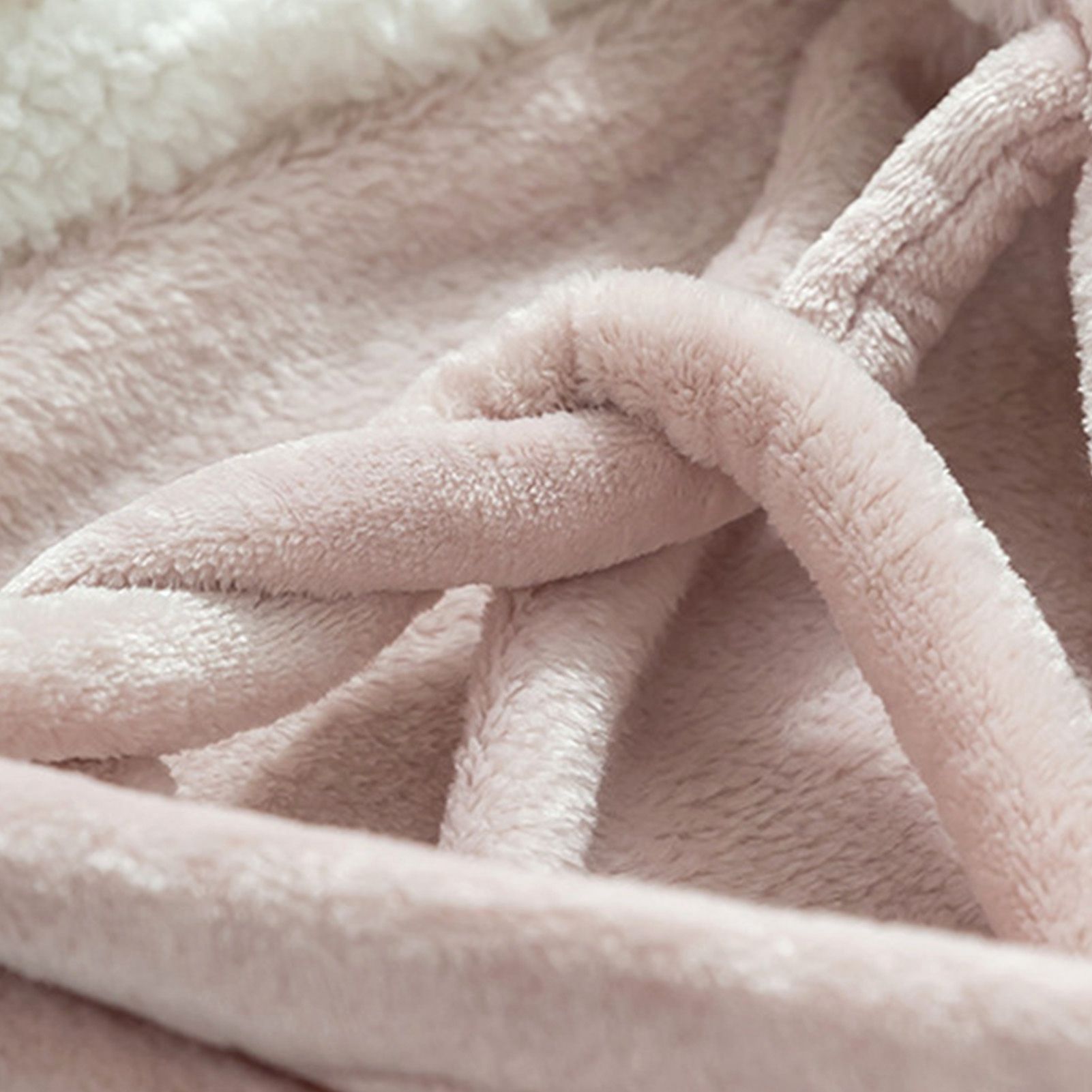 Hooded Blanket Wearable Polyester Plush Rabbit Ear Hooded Blanket Throw Soft Warm Blanket for Home Pink Large - Image 7