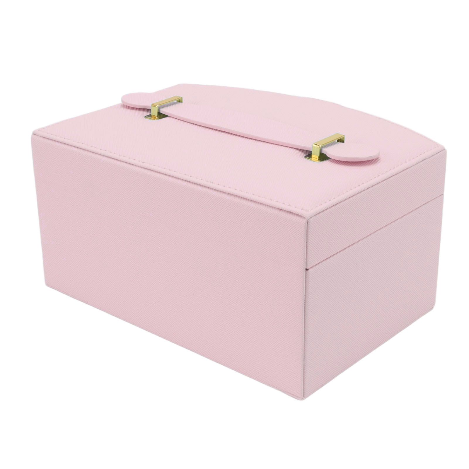 Travel Jewelry Case Portable 2 Layers PU Leather Jewelry Storage Holder Box with Clasp and Handle for Earrings Necklace Pink - Image 8