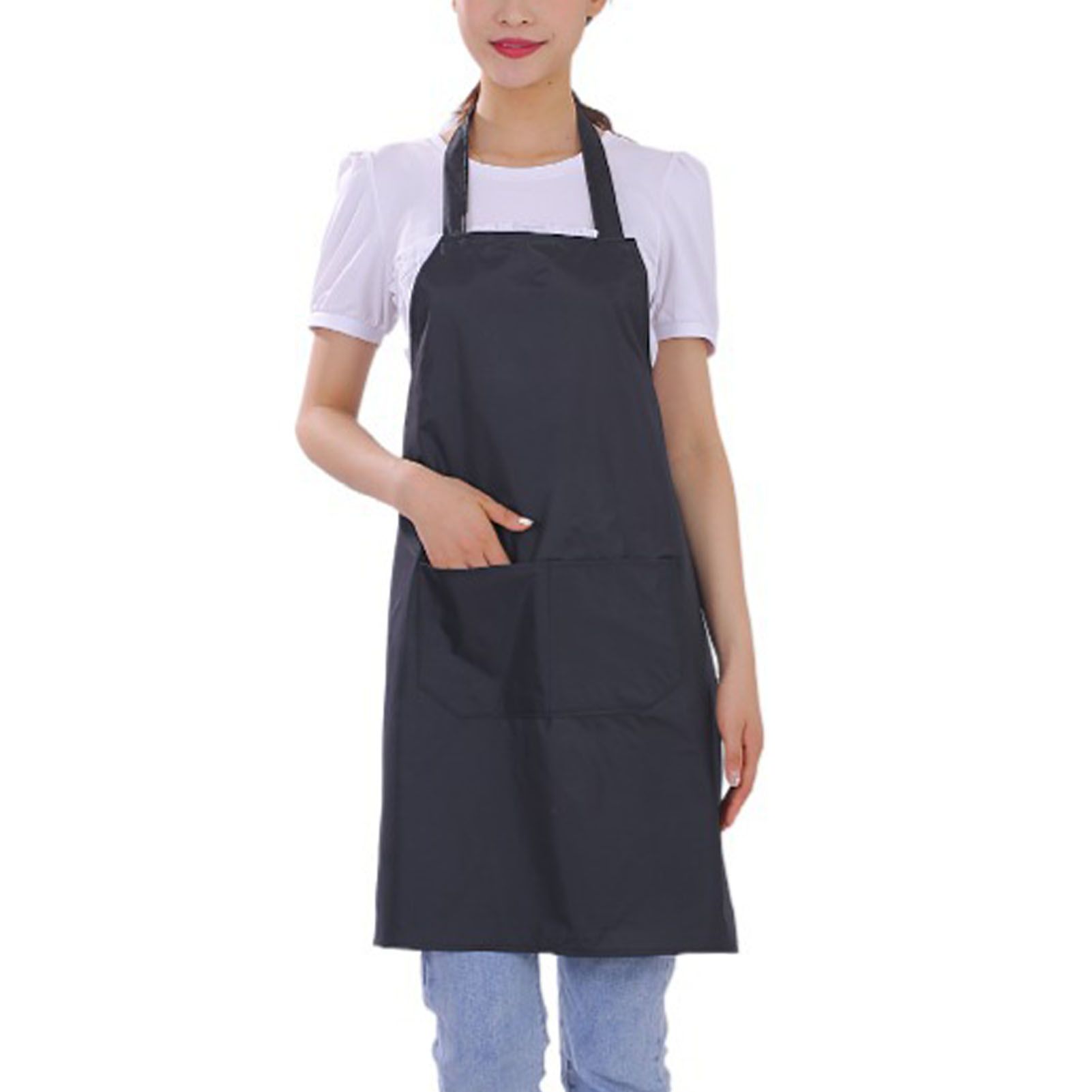 6pcs Waterproof Apron Lightweight Black Apron with Two Pockets for Mens Women for Housework Cooking - Image 3