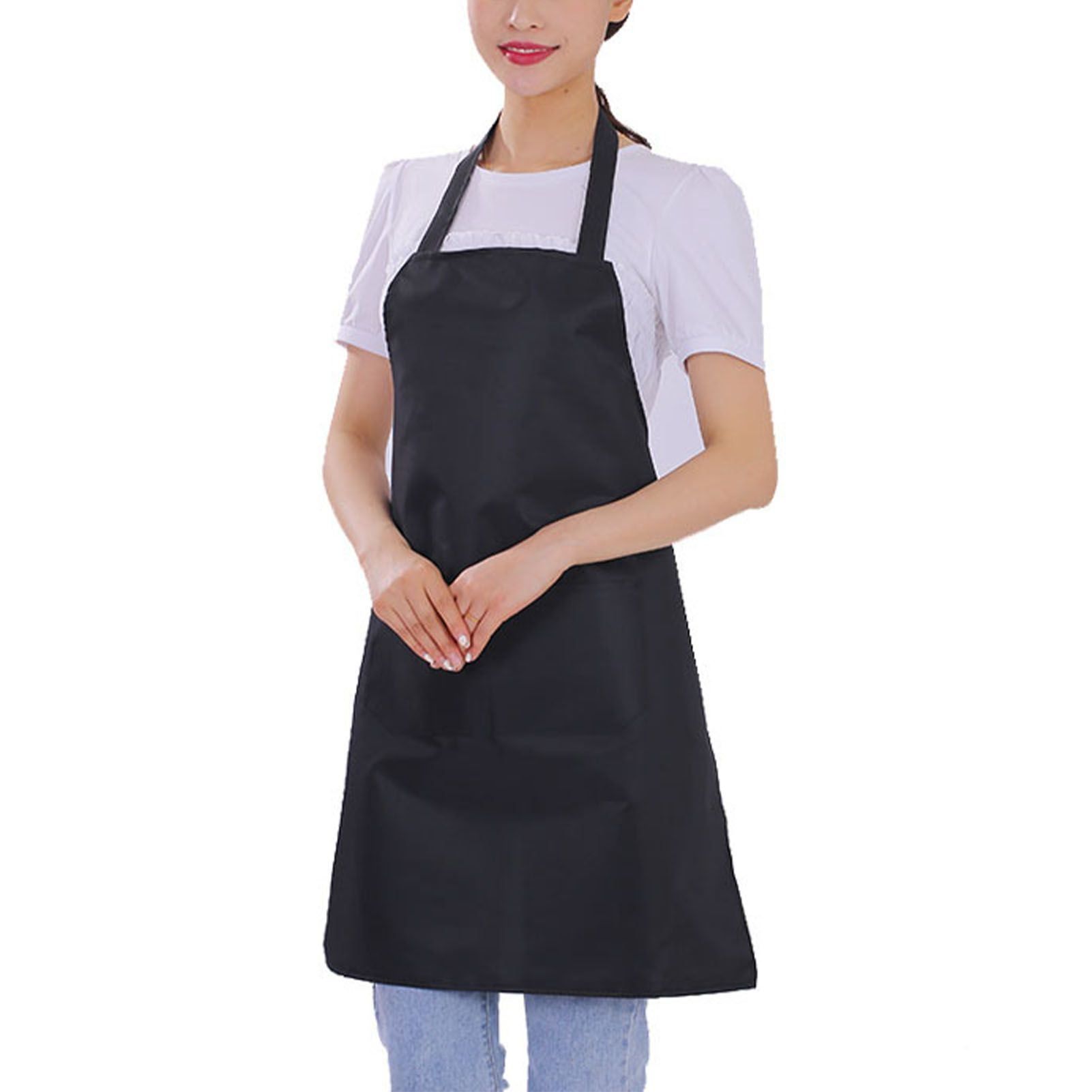 6pcs Waterproof Apron Lightweight Black Apron with Two Pockets for Mens Women for Housework Cooking - Image 4