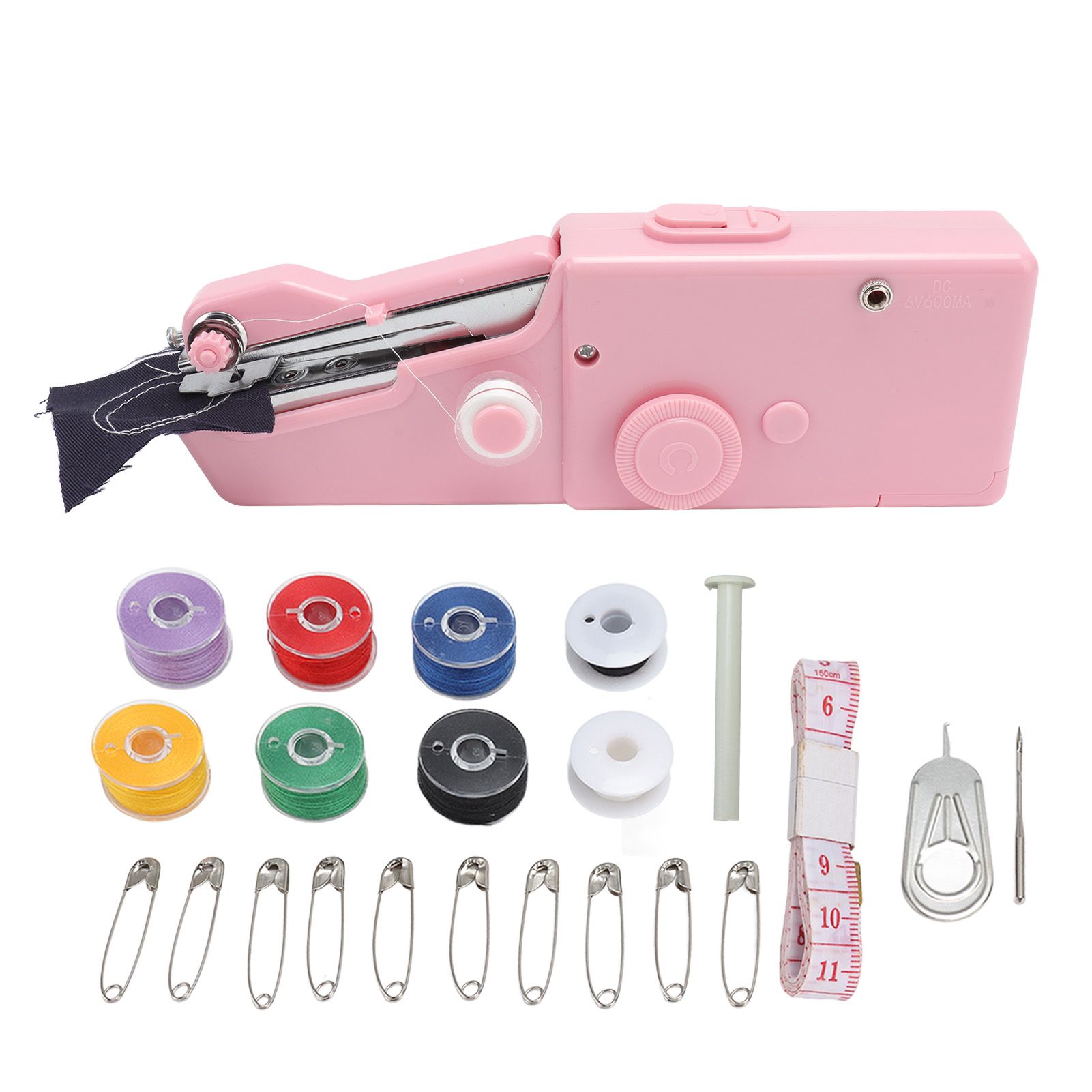 Handheld Sewing Machine Smoothing Stitching Portable Electric Sewing Tool for Home Travel Pink - Image 1