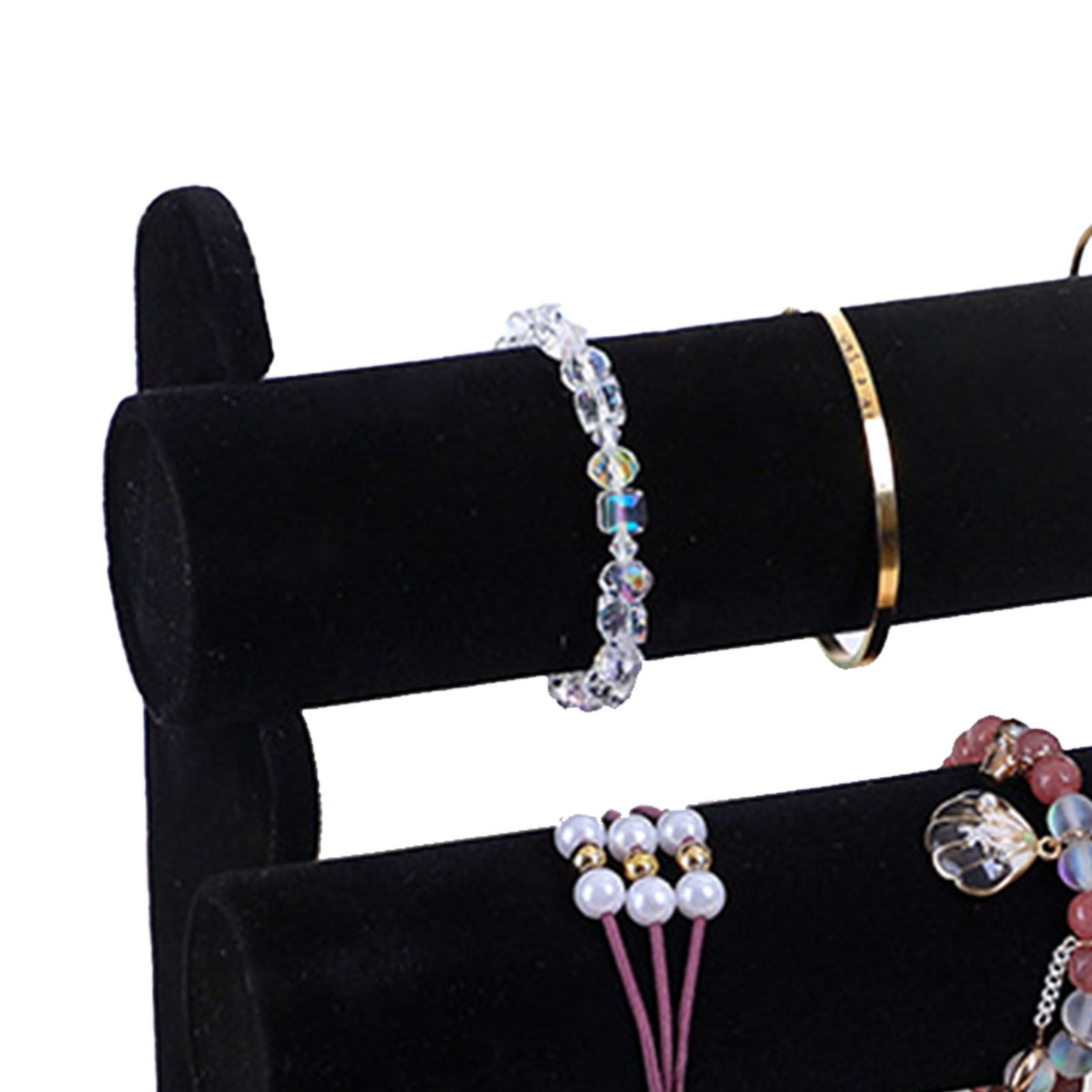 Velvet Jewelry Tower 3 Layers Watch Bracelet Holder Necklace Jewelry Display Stand Black Jewelry Stand - Image 7