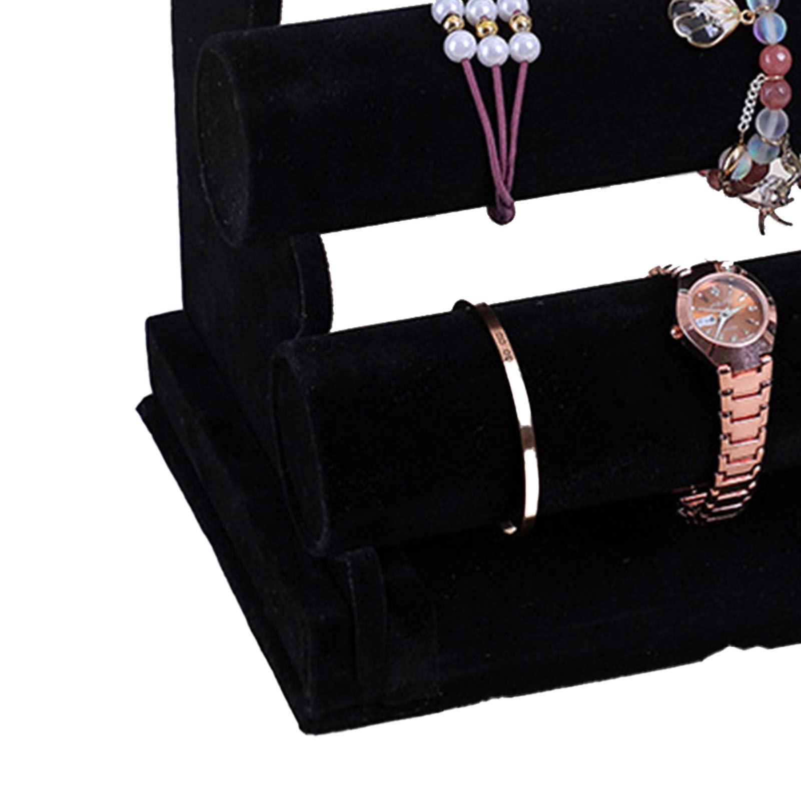 Velvet Jewelry Tower 3 Layers Watch Bracelet Holder Necklace Jewelry Display Stand Black Jewelry Stand - Image 8