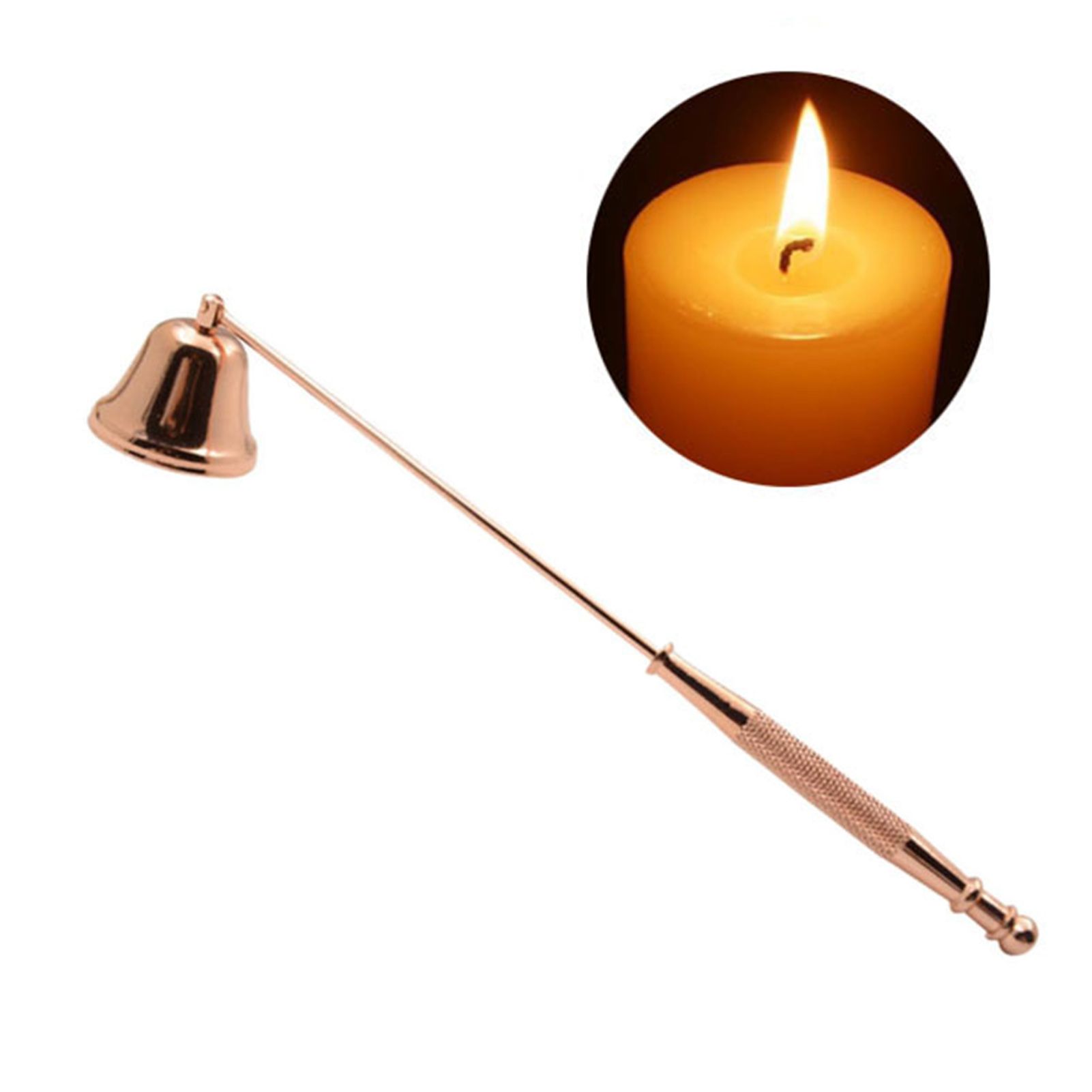Candle Snuffer Bell Shaped Iron Electroplating Candle Extinguisher for Home Candle Tool Rose Gold - Image 6
