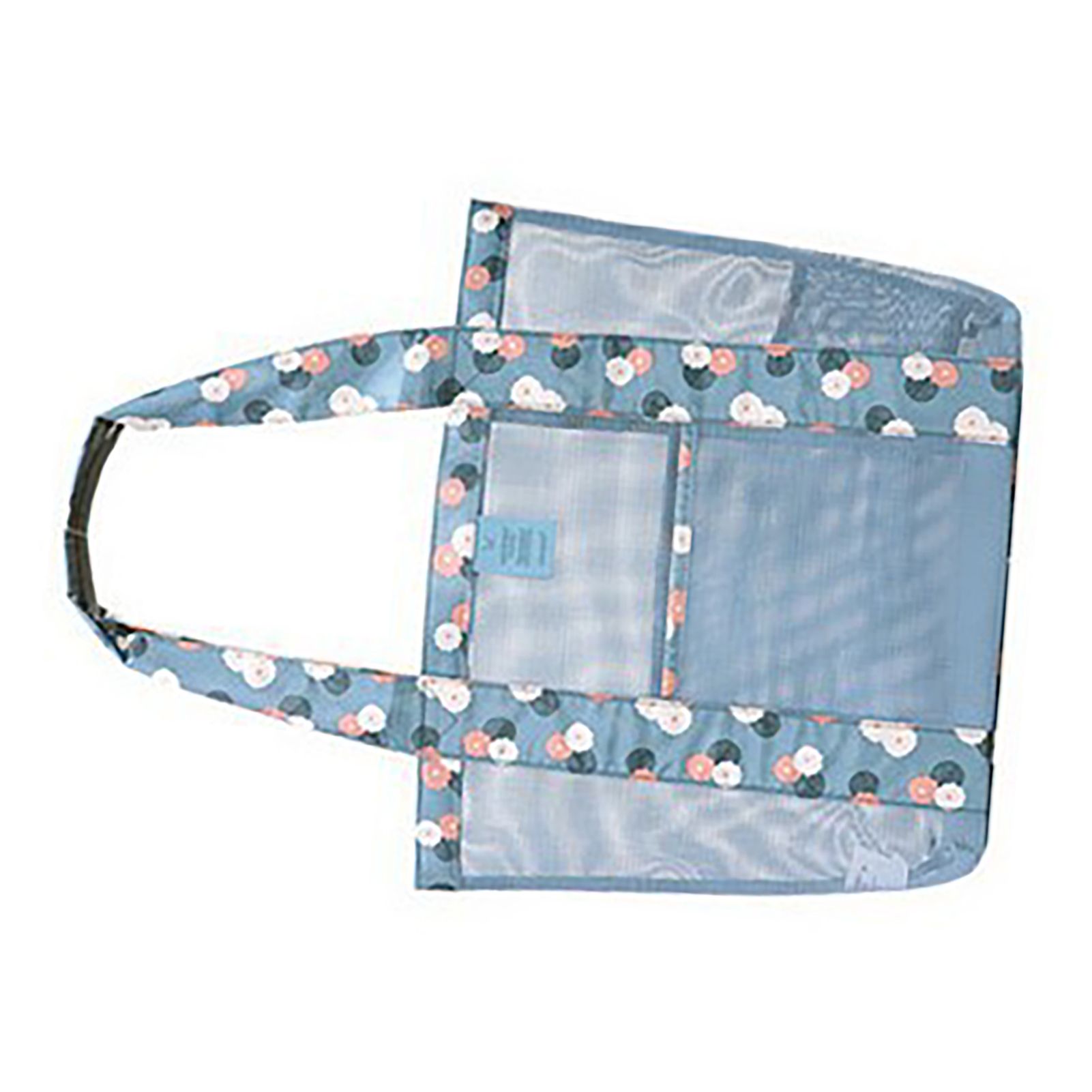 Beach Tote Waterproof Large Capacity Casual Oxford Cloth Women Mesh Handbag for Shopping Swimming Blue Flower - Image 4