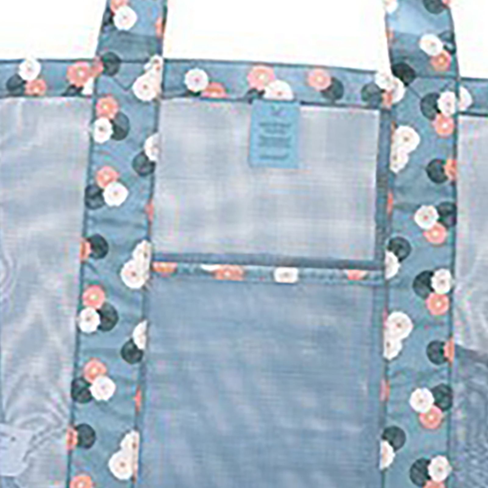 Beach Tote Waterproof Large Capacity Casual Oxford Cloth Women Mesh Handbag for Shopping Swimming Blue Flower - Image 8