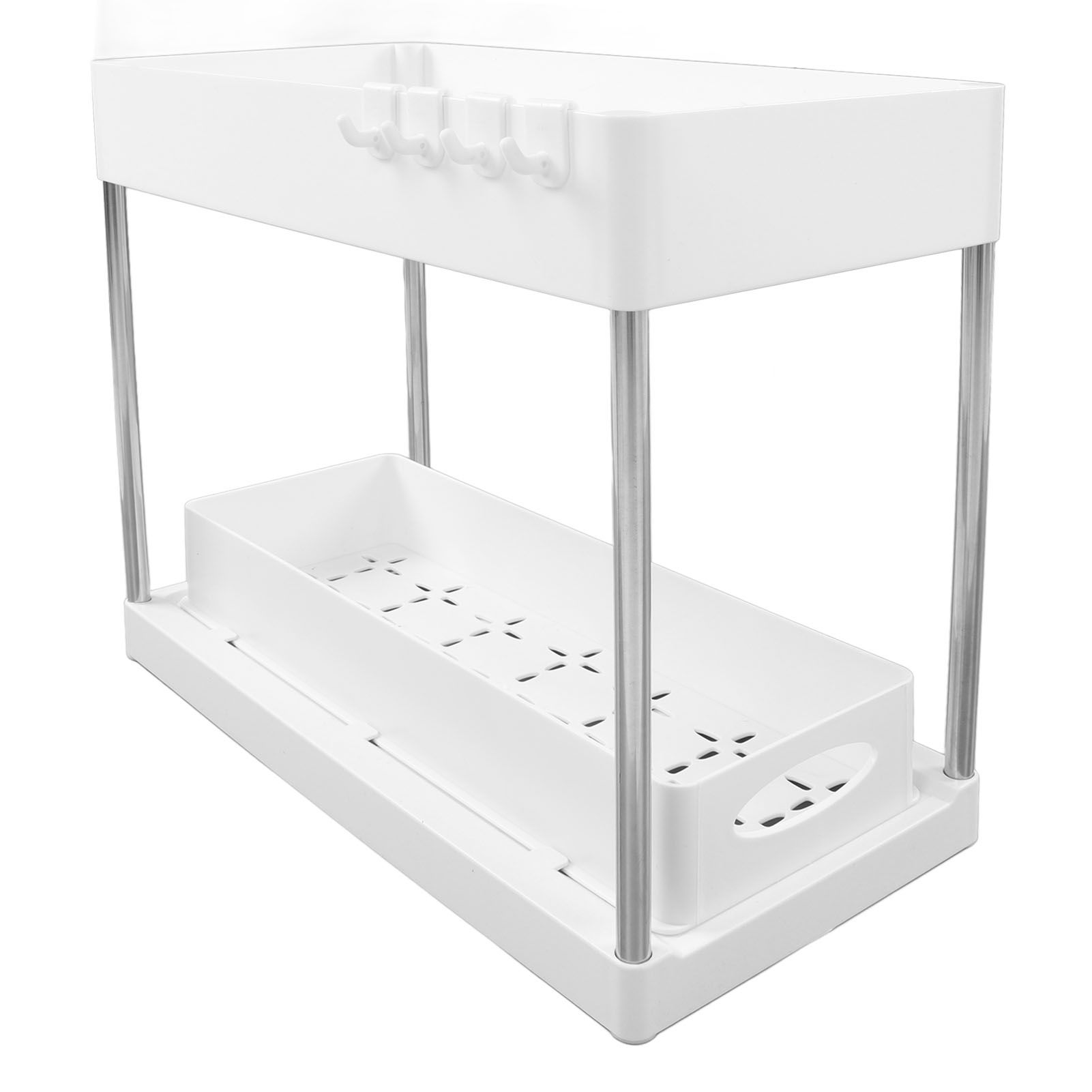 Under Sink Organizers Large Capacity Slide Out Storage Baskets for Bathrooms Kitchens Closets Laundry Rooms Offices White - Image 2