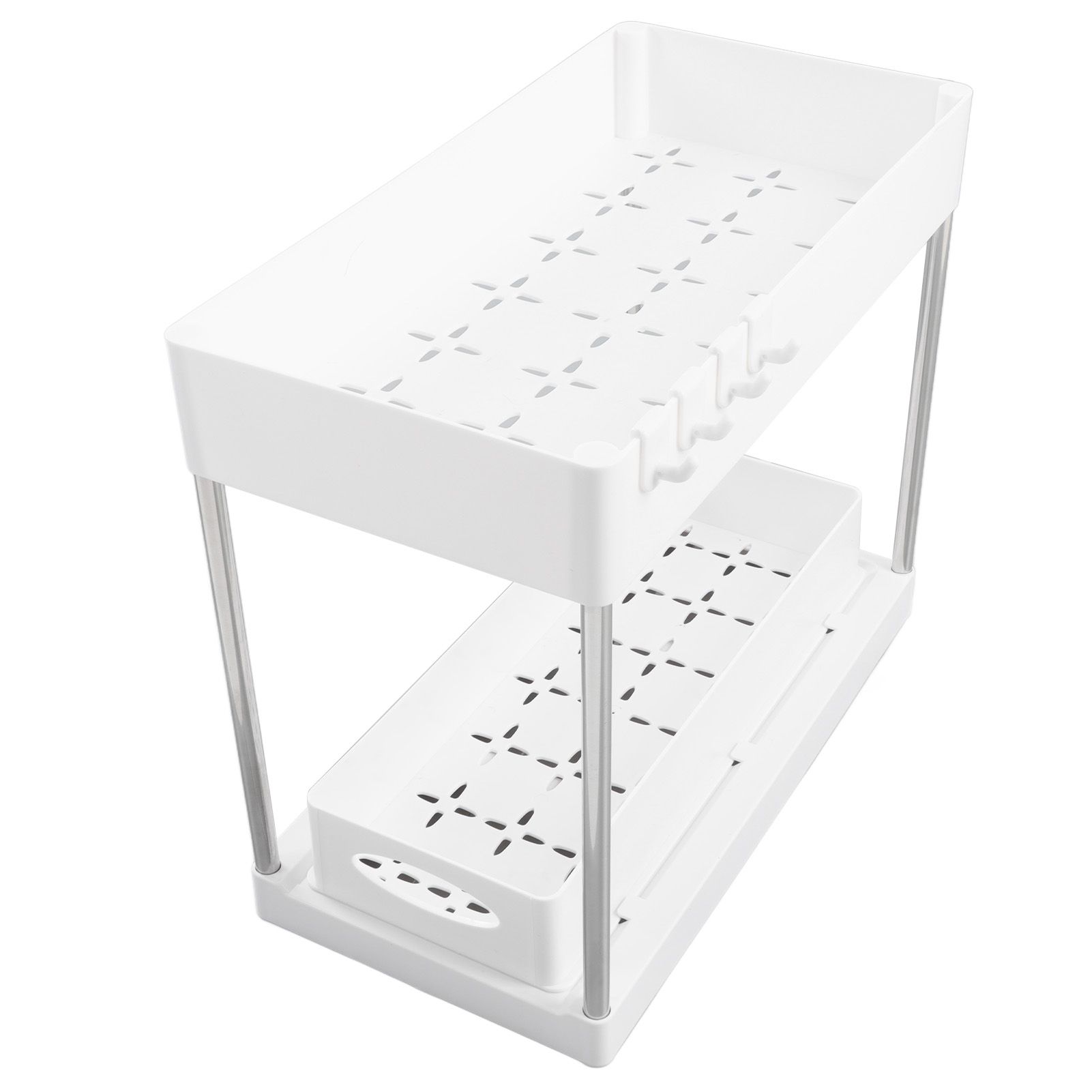 Slide Out Storage Baskets ABS Under Sink Organizer Cabinet Sliding Drawers for Kitchen Bathroom Cosmetic Storage White - Image 3