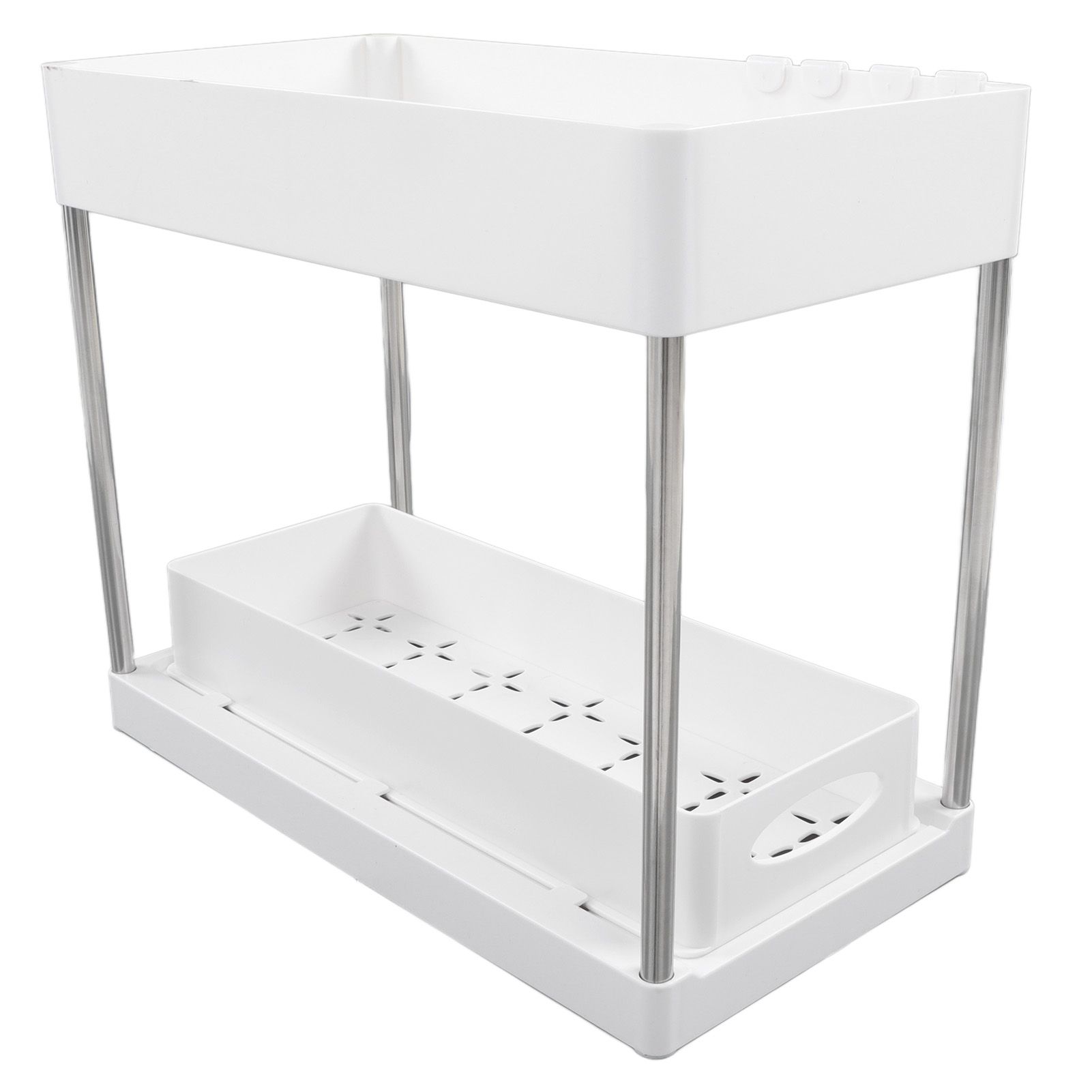 Slide Out Storage Baskets ABS Under Sink Organizer Cabinet Sliding Drawers for Kitchen Bathroom Cosmetic Storage White - Image 4