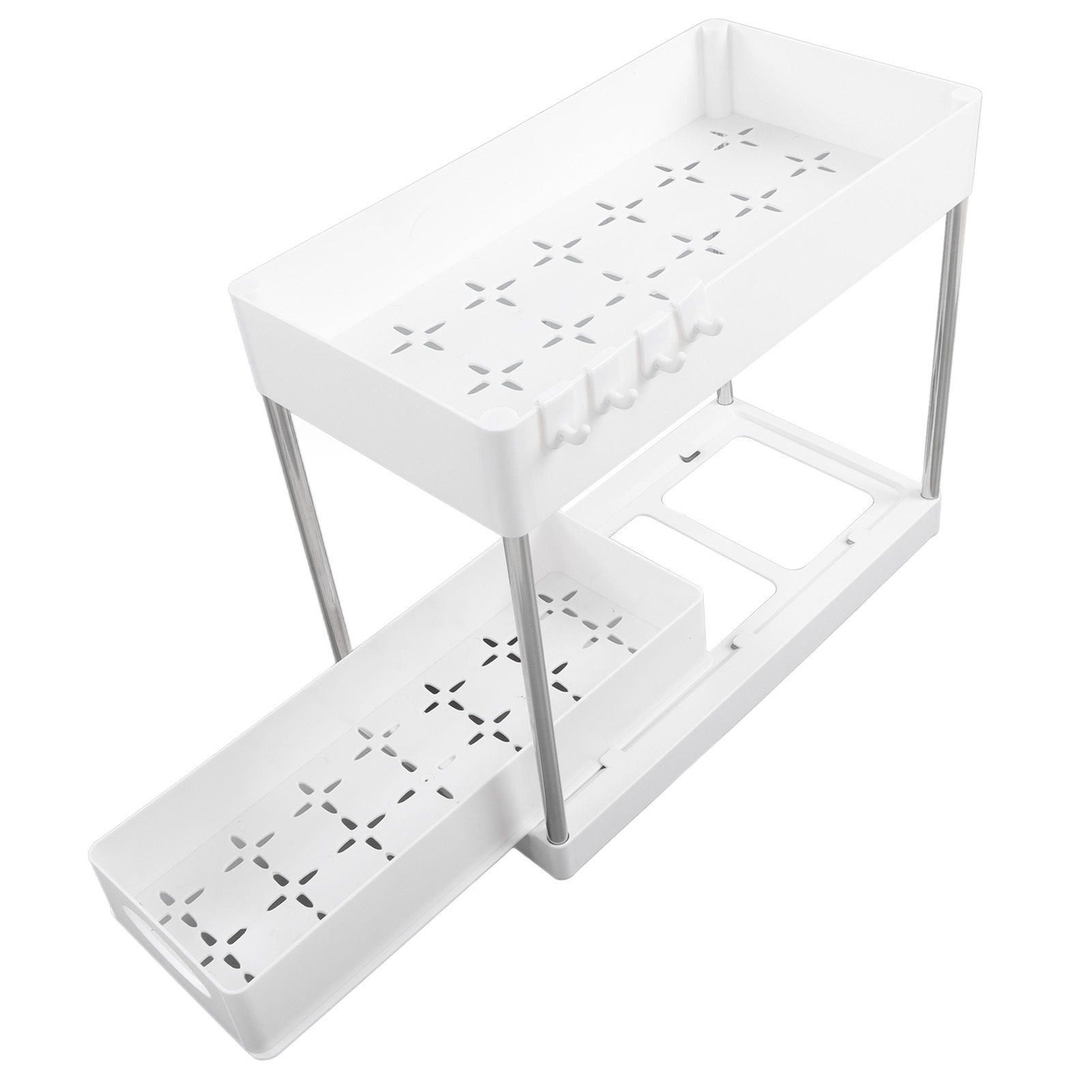 Slide Out Storage Baskets ABS Under Sink Organizer Cabinet Sliding Drawers for Kitchen Bathroom Cosmetic Storage White - Image 5