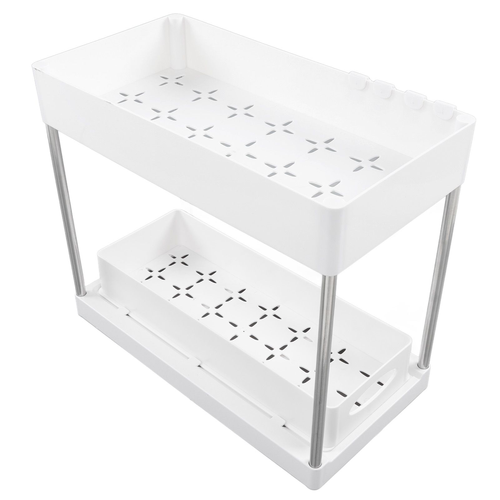 Slide Out Storage Baskets ABS Under Sink Organizer Cabinet Sliding Drawers for Kitchen Bathroom Cosmetic Storage White - Image 8
