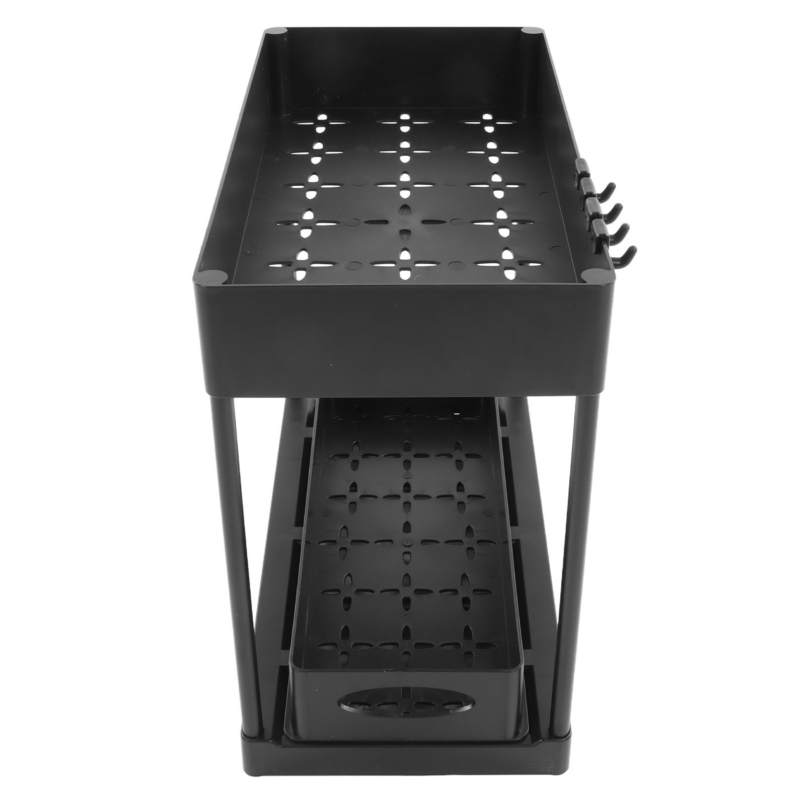 Slide Out Storage Basket Under Sink Organizer for Cabinet Sliding Drawers Countertop Pantry HIPS Black - Image 2