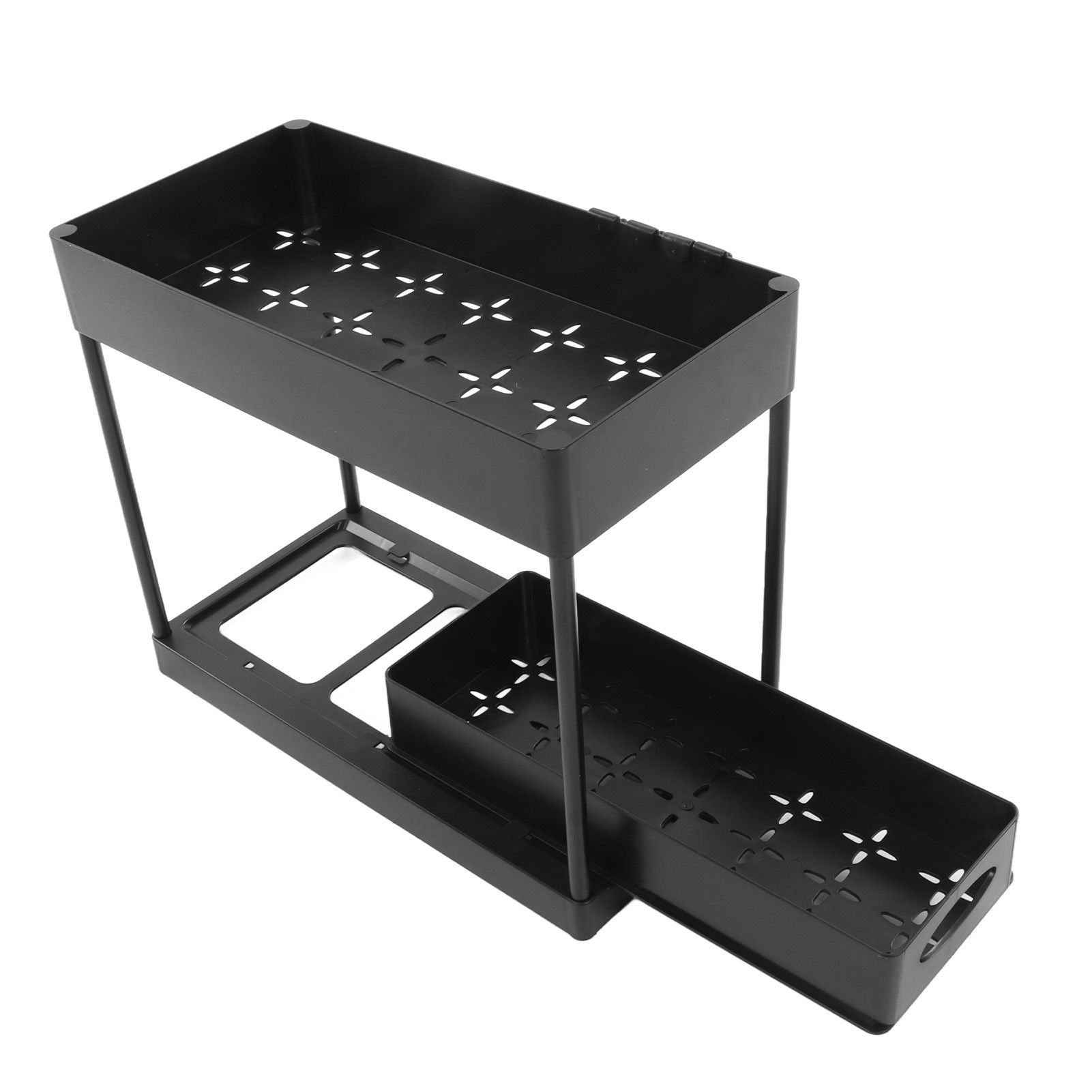 Slide Out Storage Basket Under Sink Organizer for Cabinet Sliding Drawers Countertop Pantry HIPS Black - Image 4