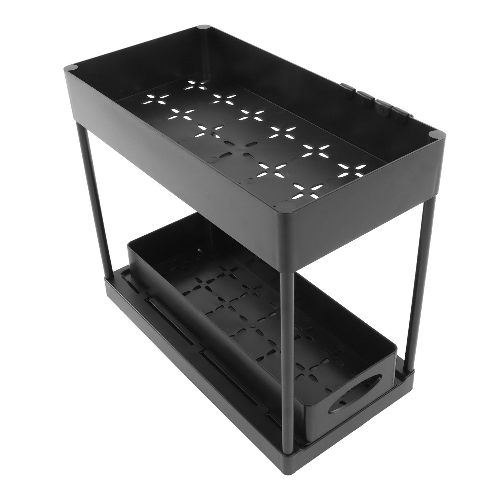 Slide Out Storage Basket Under Sink Organizer for Cabinet Sliding Drawers Countertop Pantry HIPS Black - Image 5