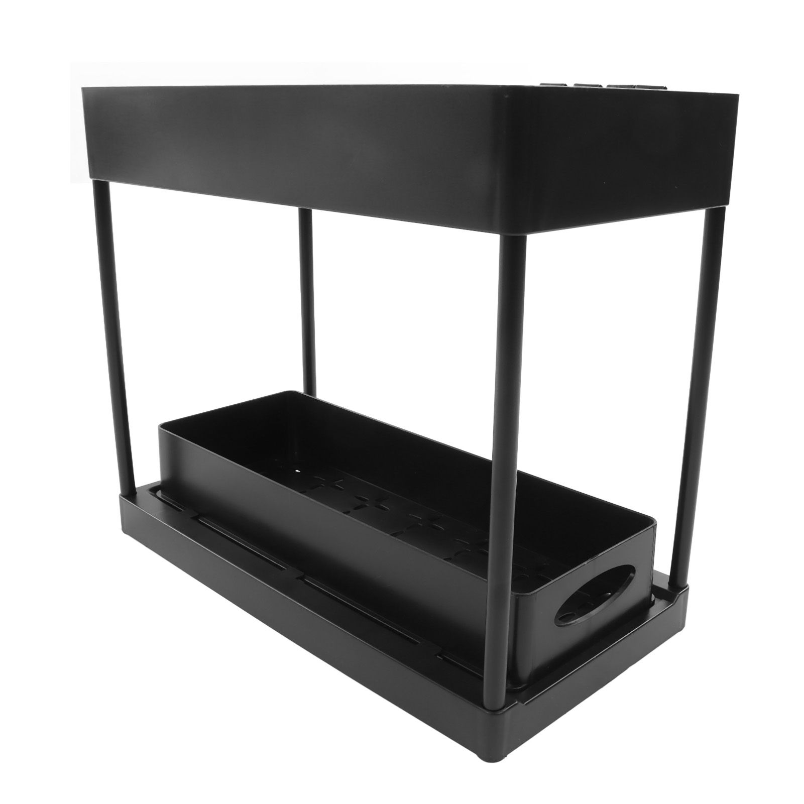 Slide Out Storage Basket Under Sink Organizer for Cabinet Sliding Drawers Countertop Pantry HIPS Black - Image 6