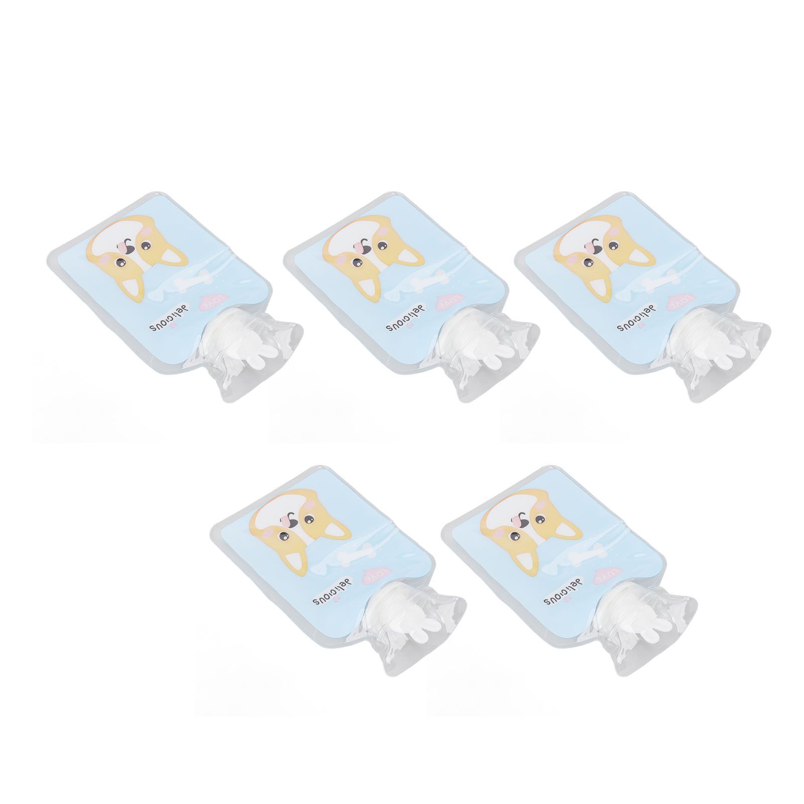 5Pcs Hot Water Bottle Bag Thickened Explosion Proof PVC Leakage Proof Wide Mouth Warm Water Bag Blue Dog Pattern - Image 1