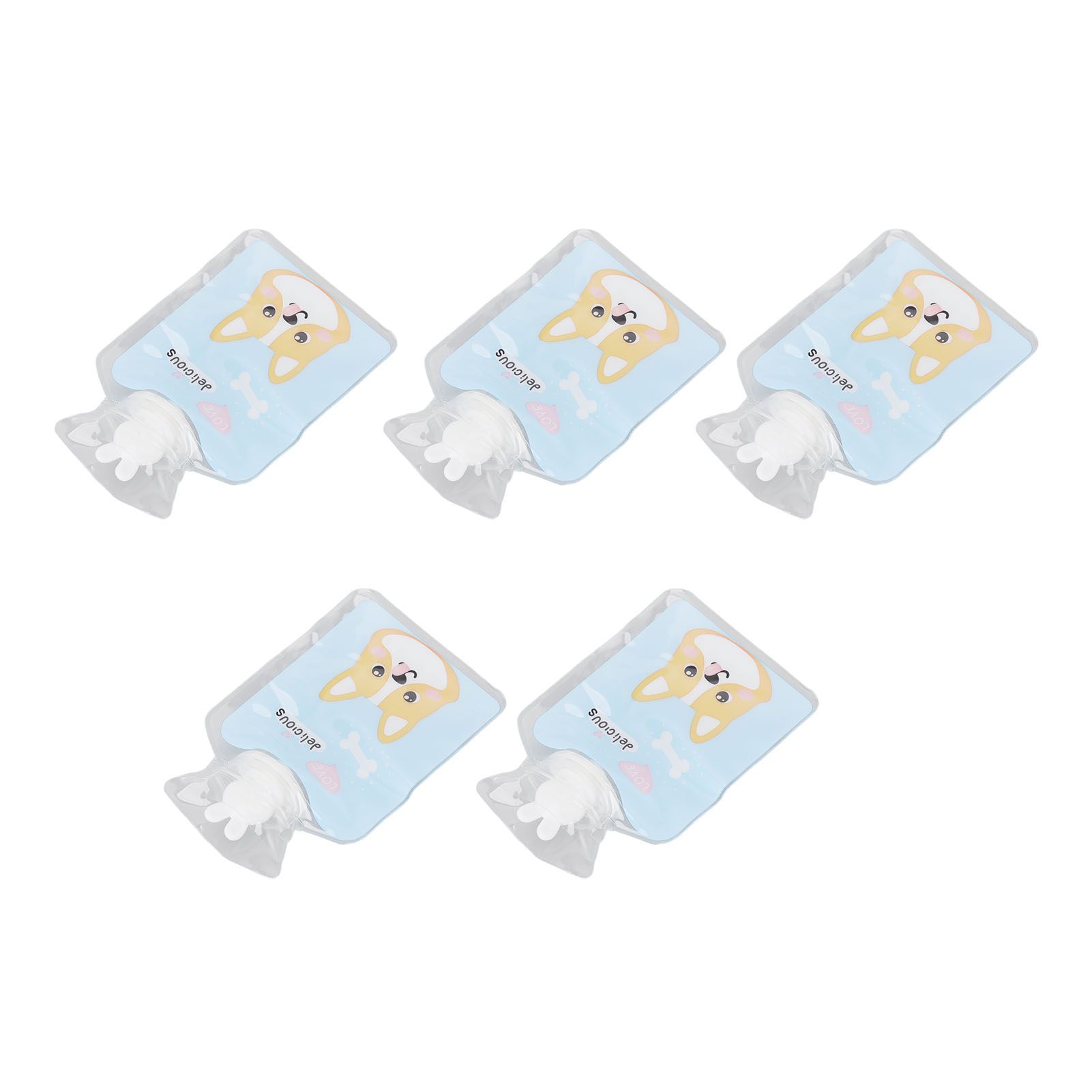 5Pcs Hot Water Bottle Bag Thickened Explosion Proof PVC Leakage Proof Wide Mouth Warm Water Bag Blue Dog Pattern - Image 4