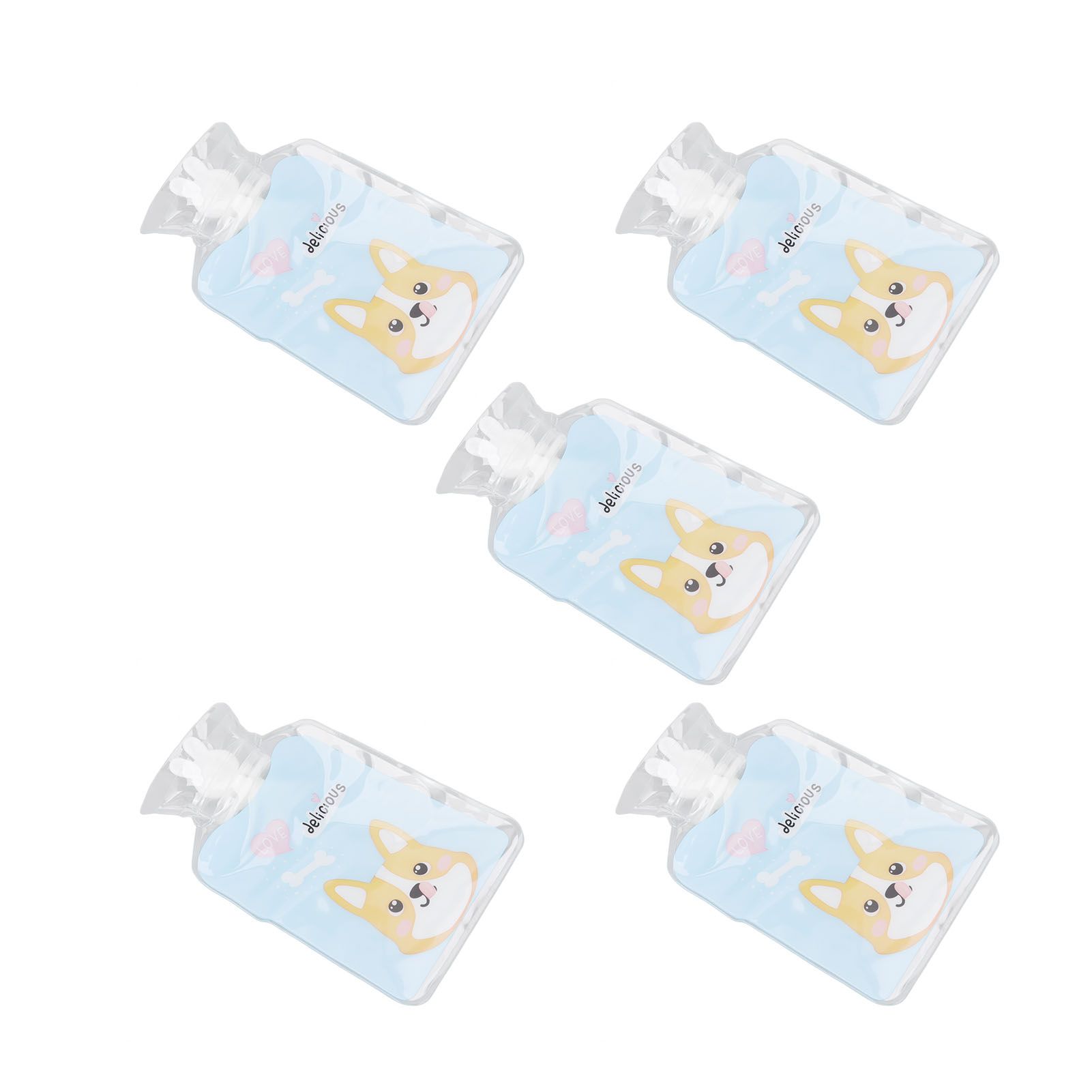 5Pcs Hot Water Bottle Bag Thickened Explosion Proof PVC Leakage Proof Wide Mouth Warm Water Bag Blue Dog Pattern - Image 7