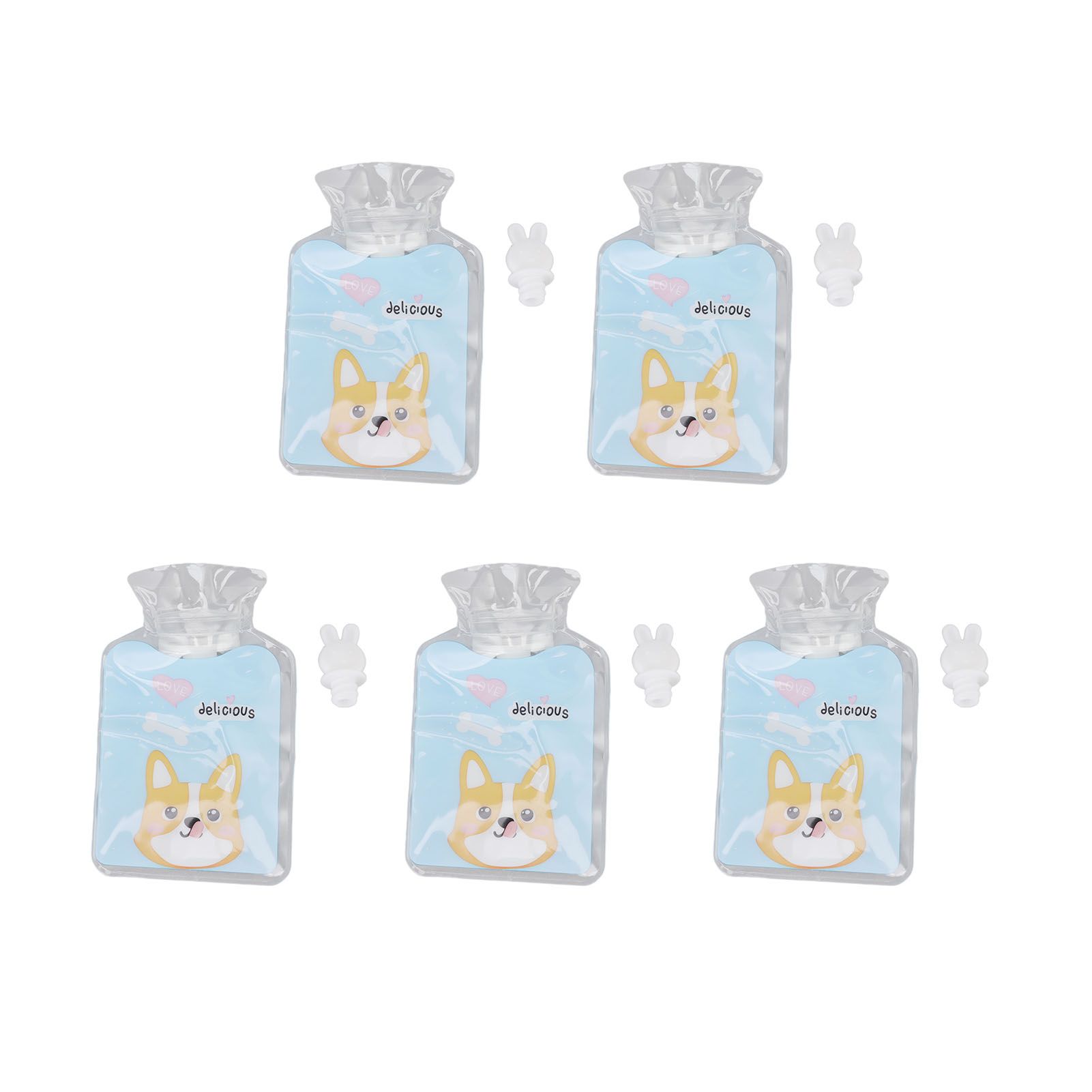 5Pcs Hot Water Bottle Bag Thickened Explosion Proof PVC Leakage Proof Wide Mouth Warm Water Bag Blue Dog Pattern - Image 8