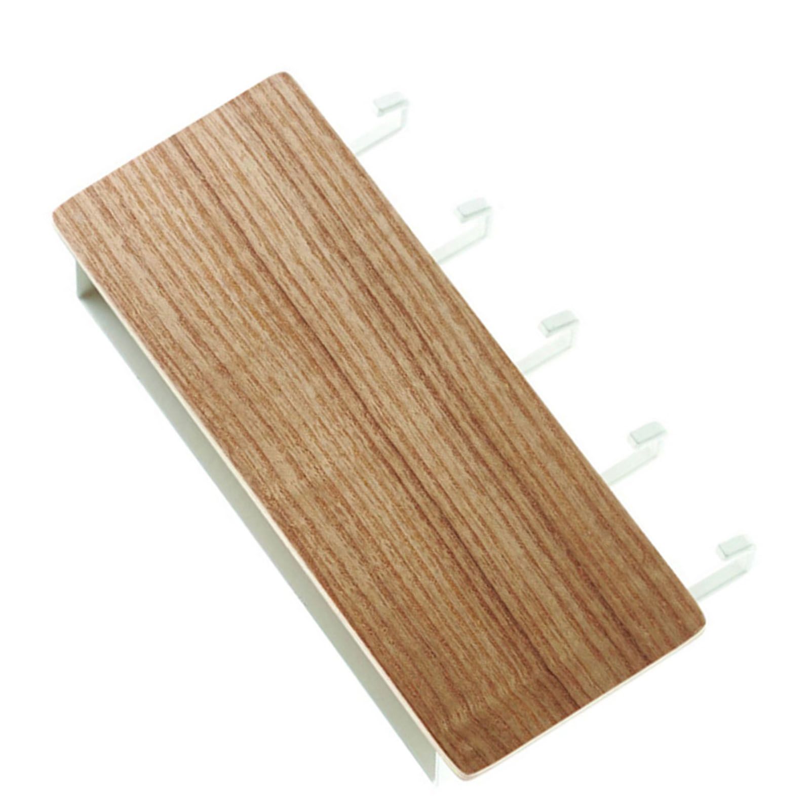 Japanese Wall Mounted Key Holder Wood with 5 Hooks Punch Free Multifunction Key Hanger for Home Natural Wood Color - Image 4