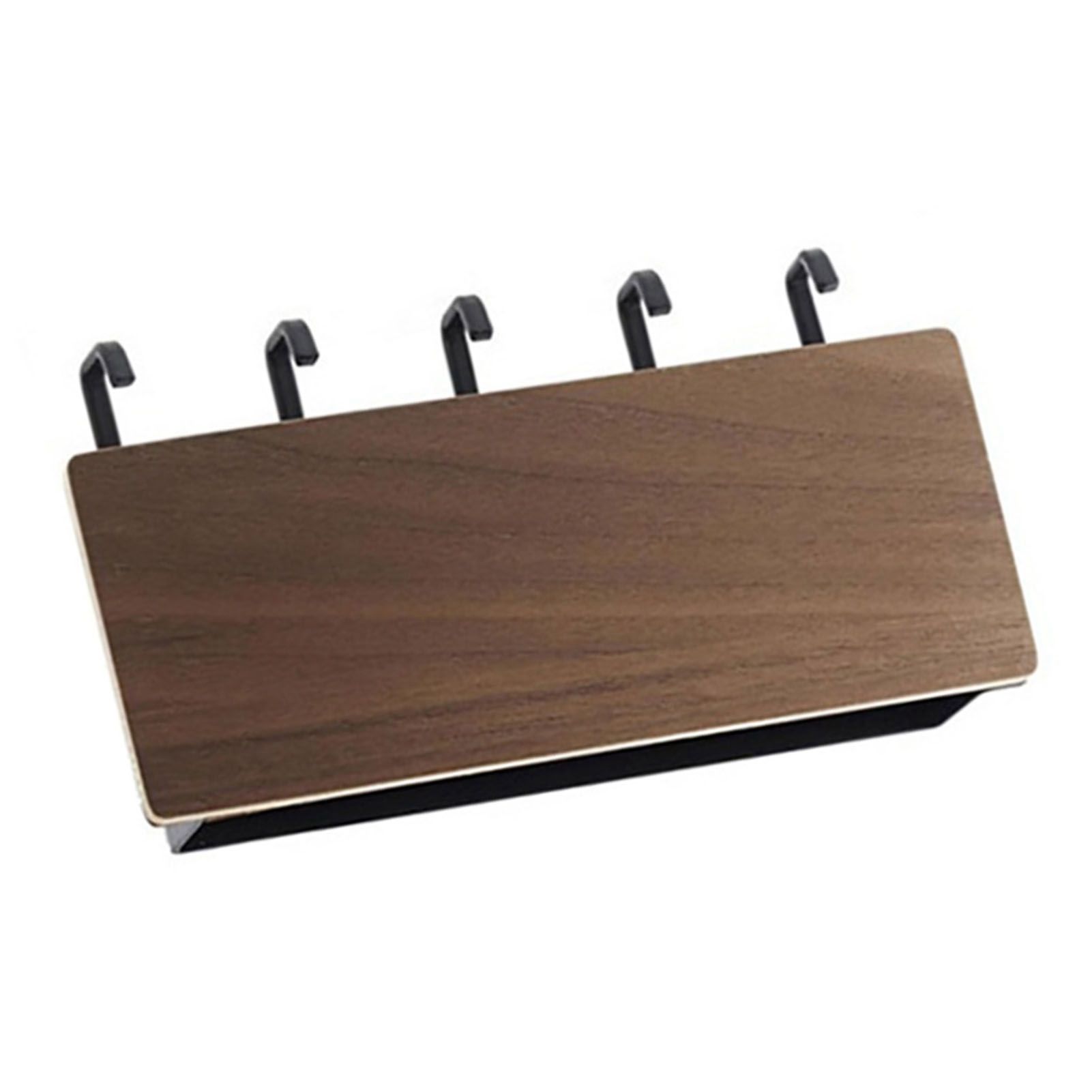 Japanese Wall Mounted Key Holder Wood with 5 Hooks Punch Free Multifunction Key Hanger for Home Walnut Color - Image 2
