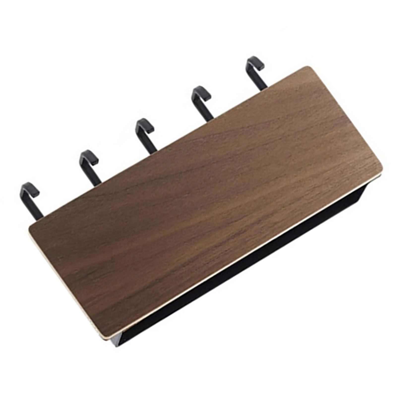 Japanese Wall Mounted Key Holder Wood with 5 Hooks Punch Free Multifunction Key Hanger for Home Walnut Color - Image 4