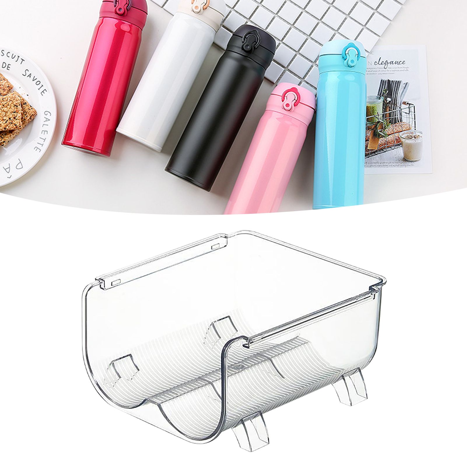 Water Bottle Organizer Transparent Stackable Space Saving Water Bottle Storage Holder Rack for Vacuum Cup 2 Grids - Image 6