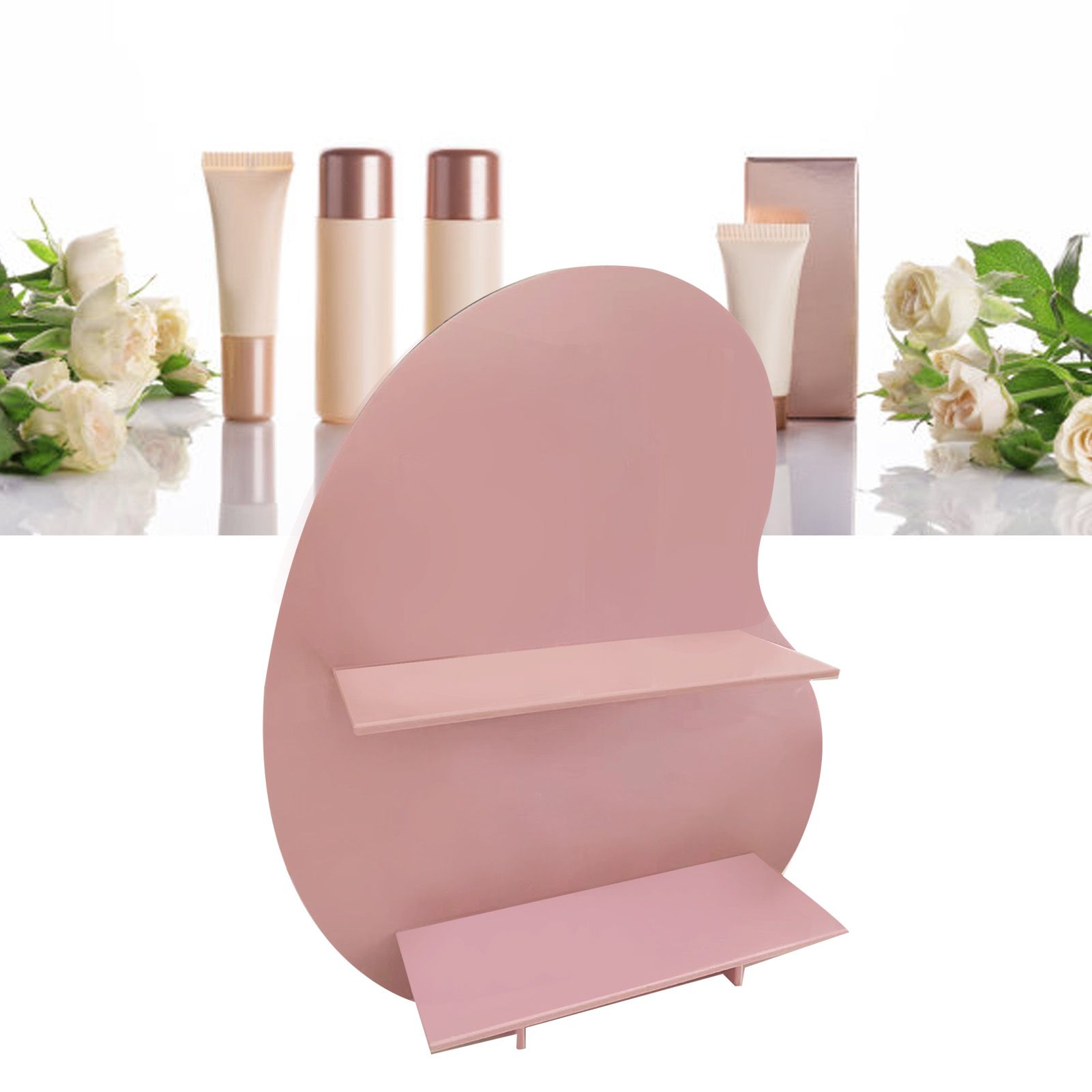 Cosmetic Storage Rack Makeup Shelf Organizer for Bathroom Bedroom Dressing Room Desk Pink S - Image 5