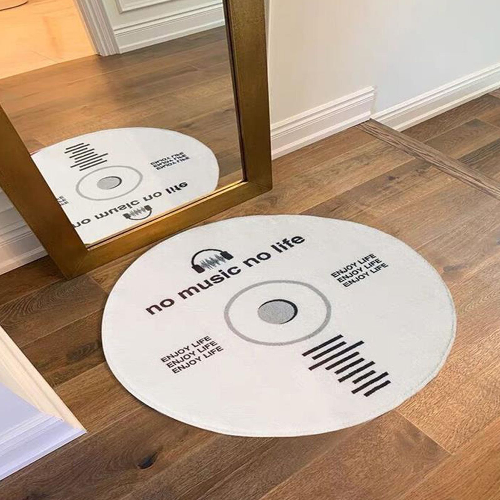 Water Absorbent Mat Retro CD Disk Design Anti Slip Thick Soft Imitation Cashmere Home Bathroom Mat Type 2 100x100cm - Image 5