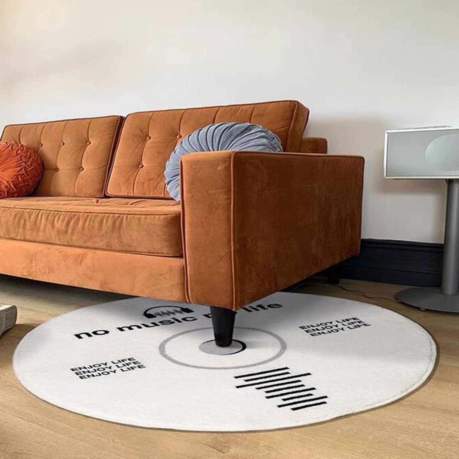 Water Absorbent Mat Retro CD Disk Design Anti Slip Thick Soft Imitation Cashmere Home Bathroom Mat Type 2 100x100cm - Image 6