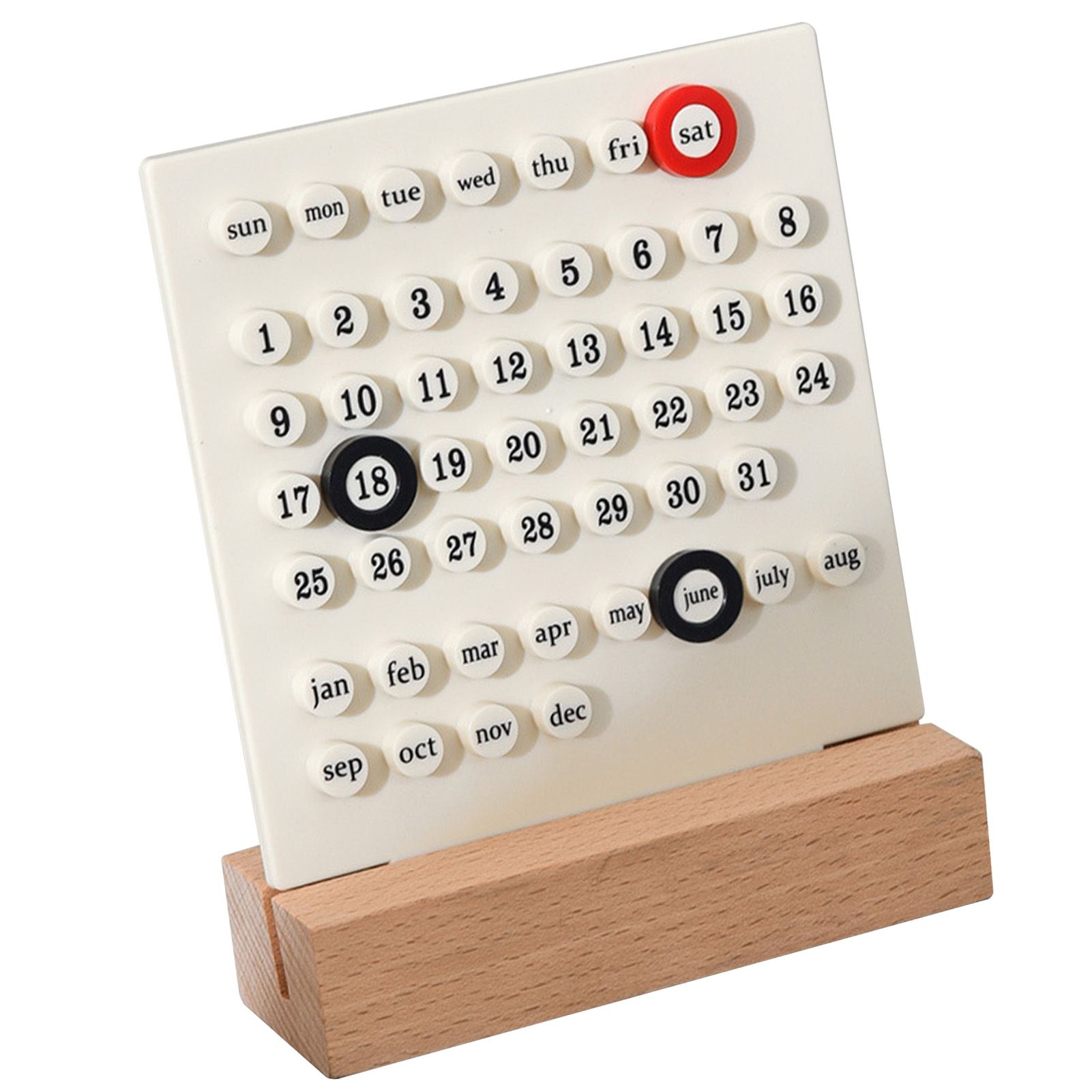 Wooden Kids Calendar DIY Hand Operated Develop Planning Skills Perpetual Calendar for Home White - Image 1