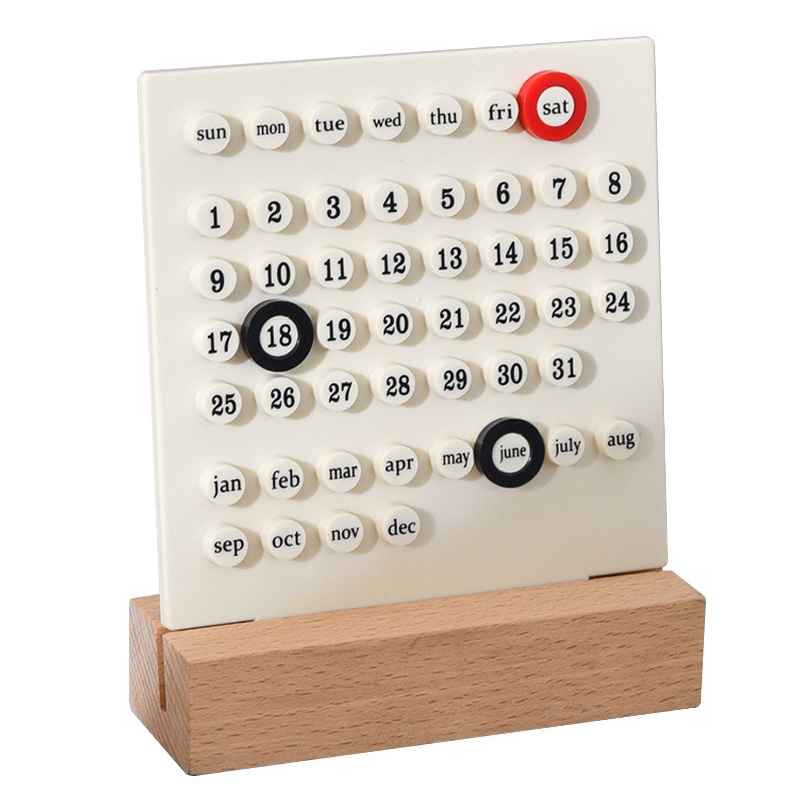 Wooden Kids Calendar DIY Hand Operated Develop Planning Skills Perpetual Calendar for Home White - Image 2