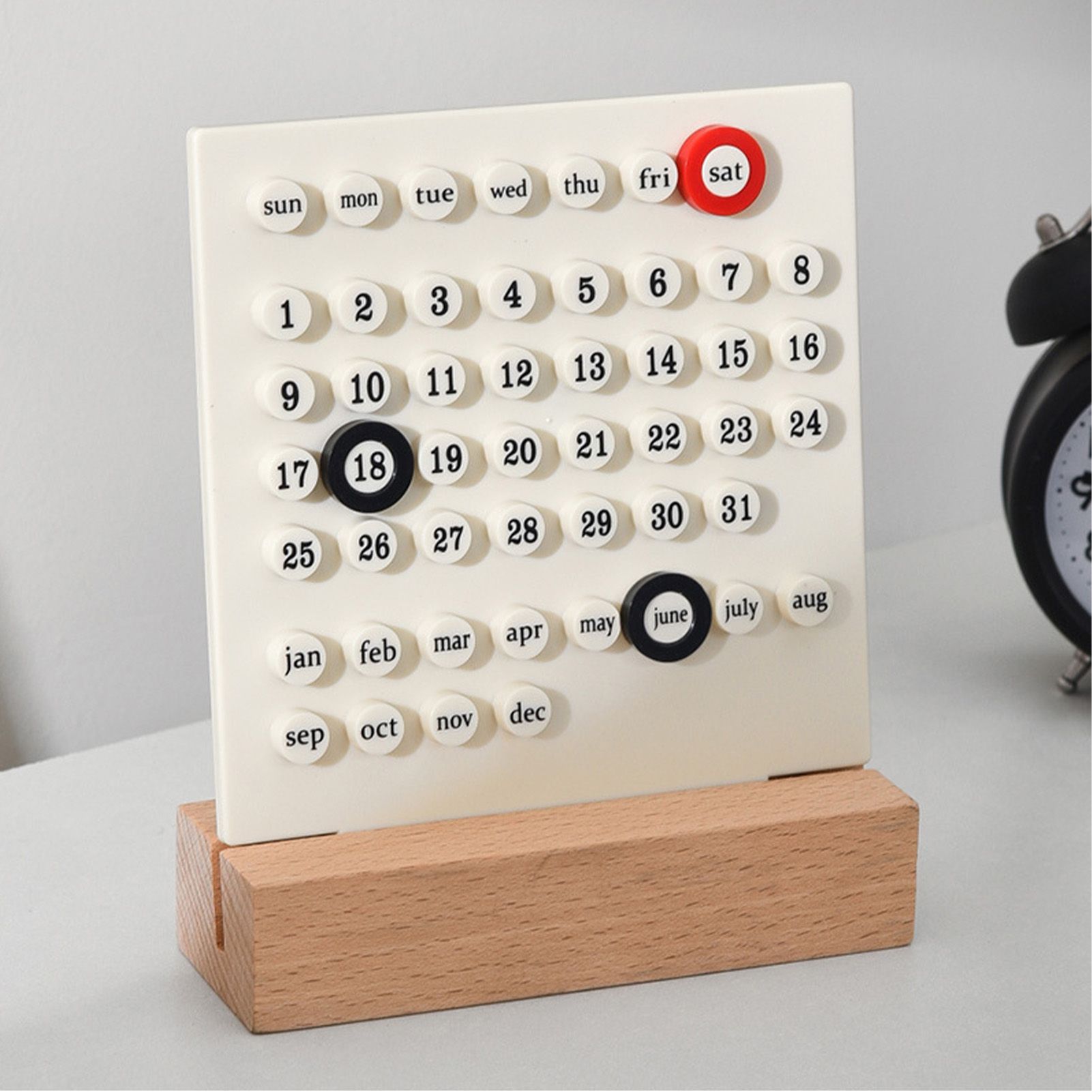 Wooden Kids Calendar DIY Hand Operated Develop Planning Skills Perpetual Calendar for Home White - Image 5