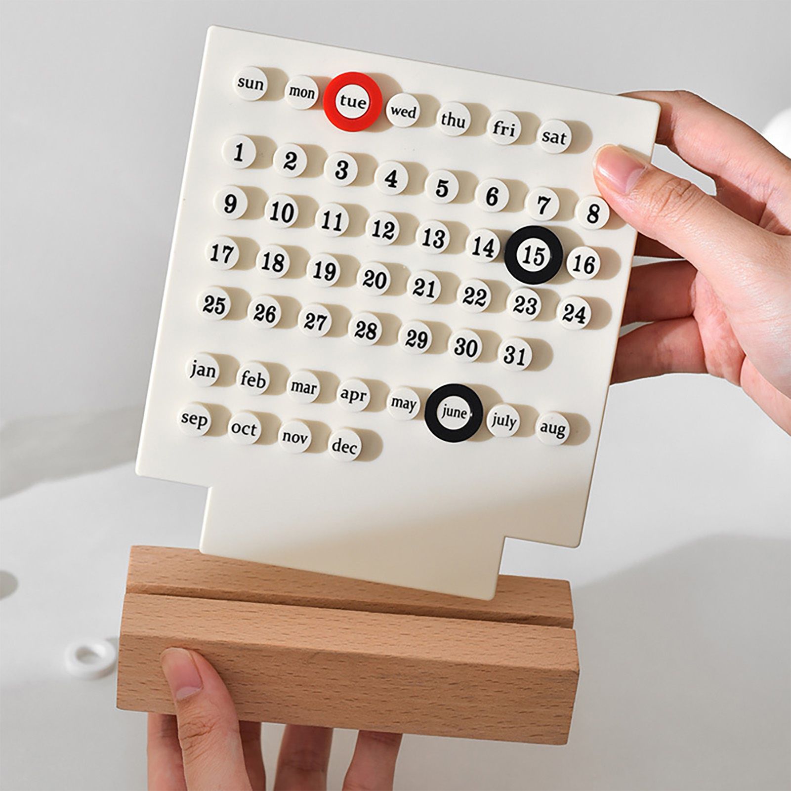 Wooden Kids Calendar DIY Hand Operated Develop Planning Skills Perpetual Calendar for Home White - Image 6