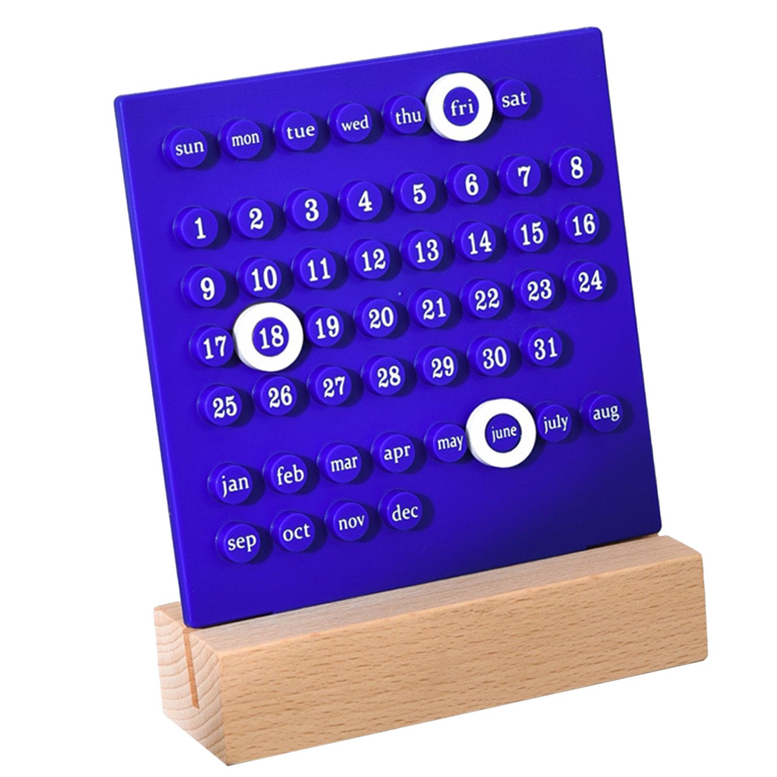 Wooden Kids Calendar DIY Hand Operated Develop Planning Skills Perpetual Calendar for Home Blue - Image 2